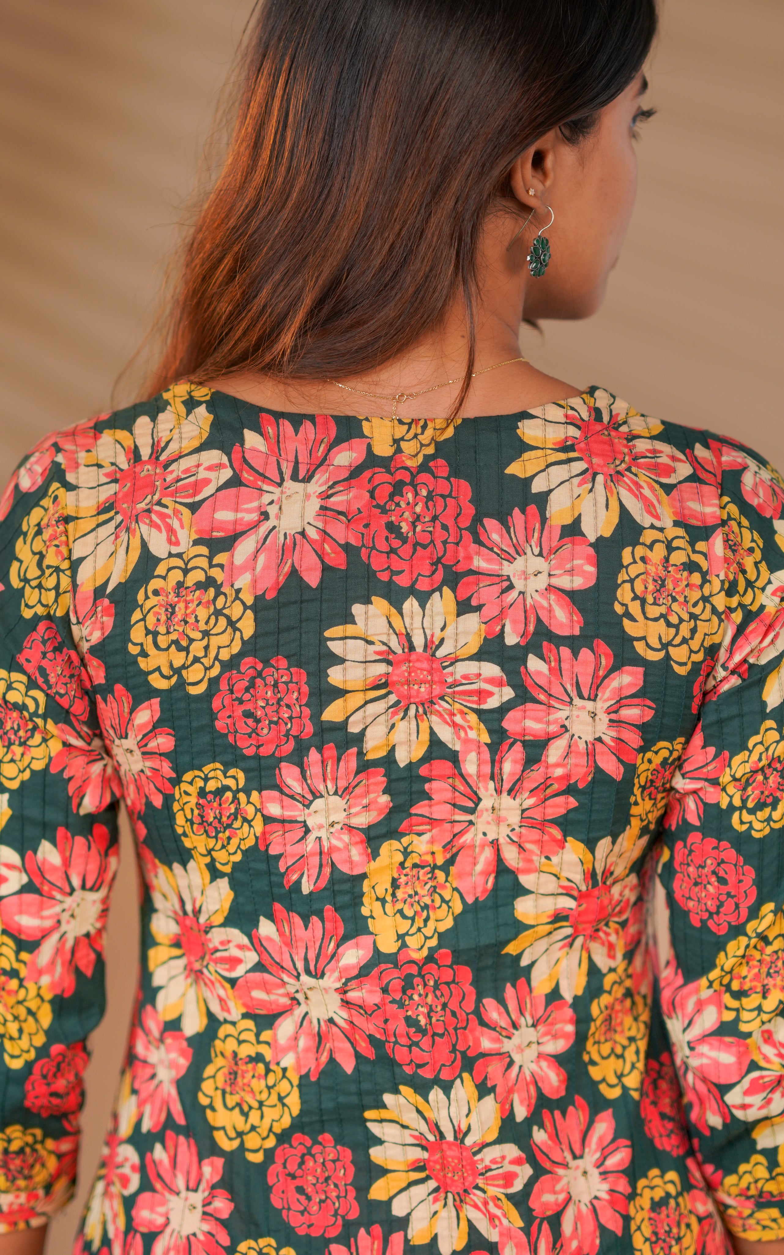 floral straight cut kurti & dupatta for women 