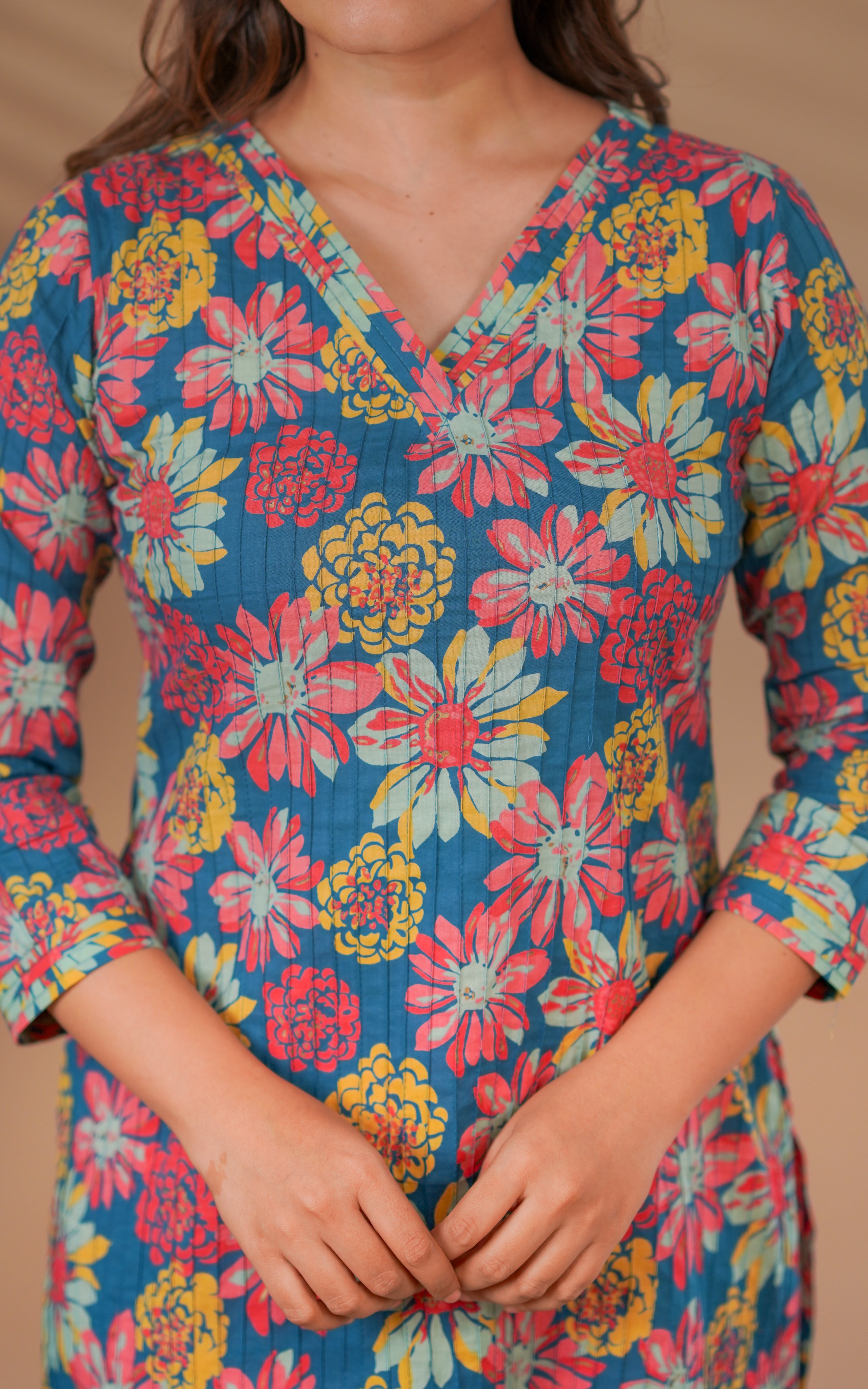 Pintuck straight cut kurti for women