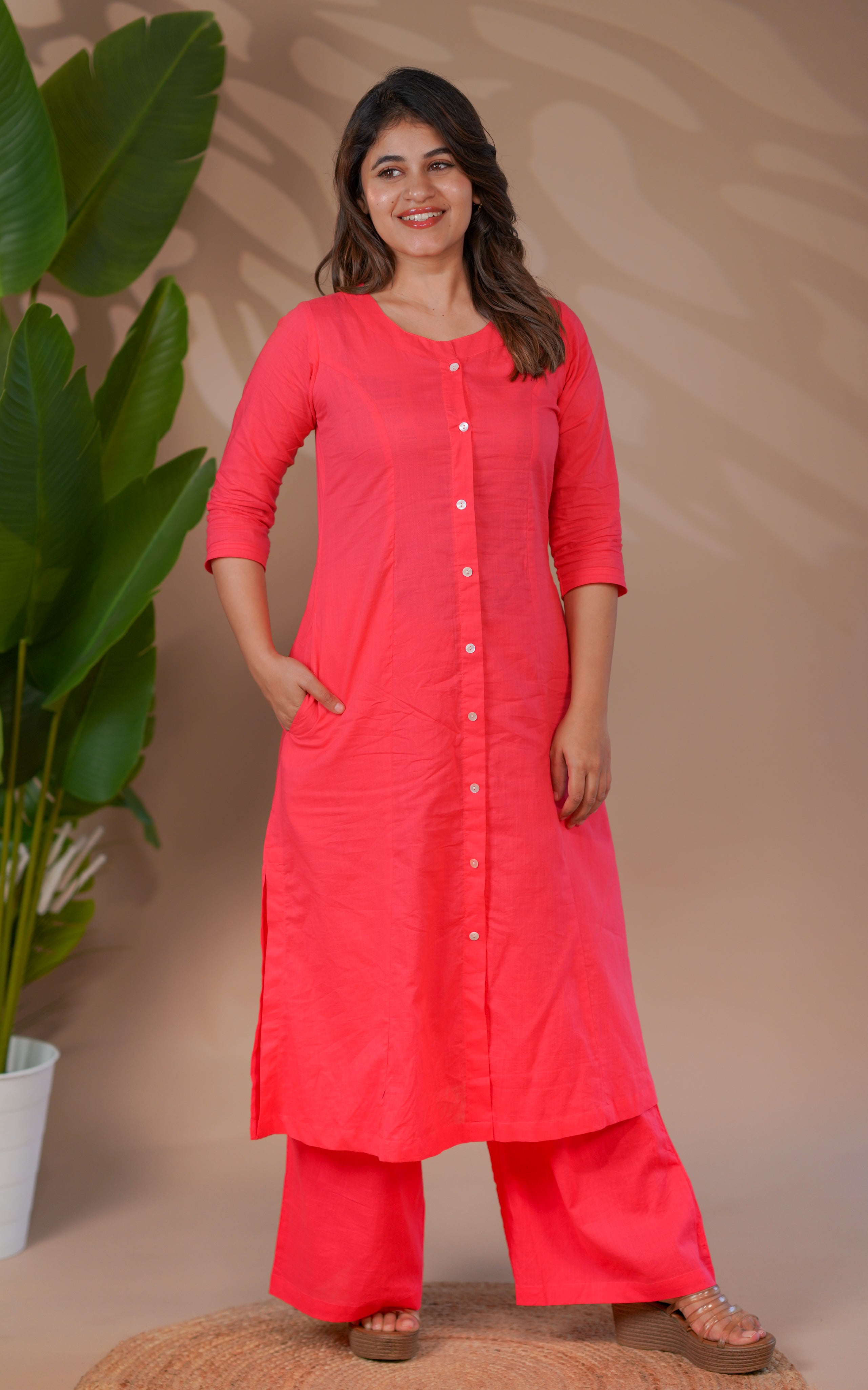 Vikashini Dark Peach (Kurti+Pant)