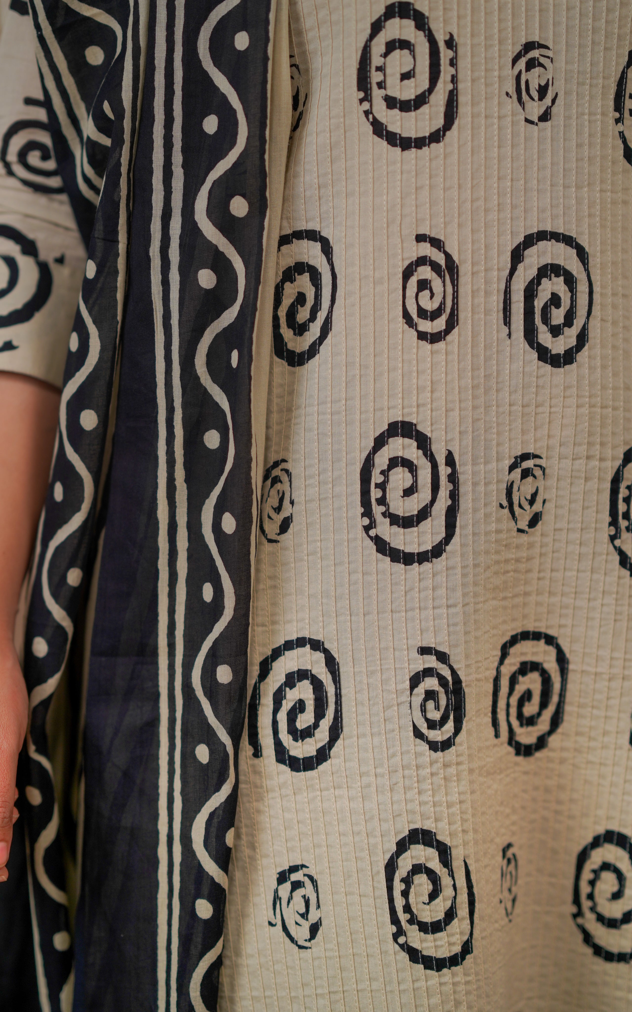 Pintuck straight cut kurti & dupatta for women