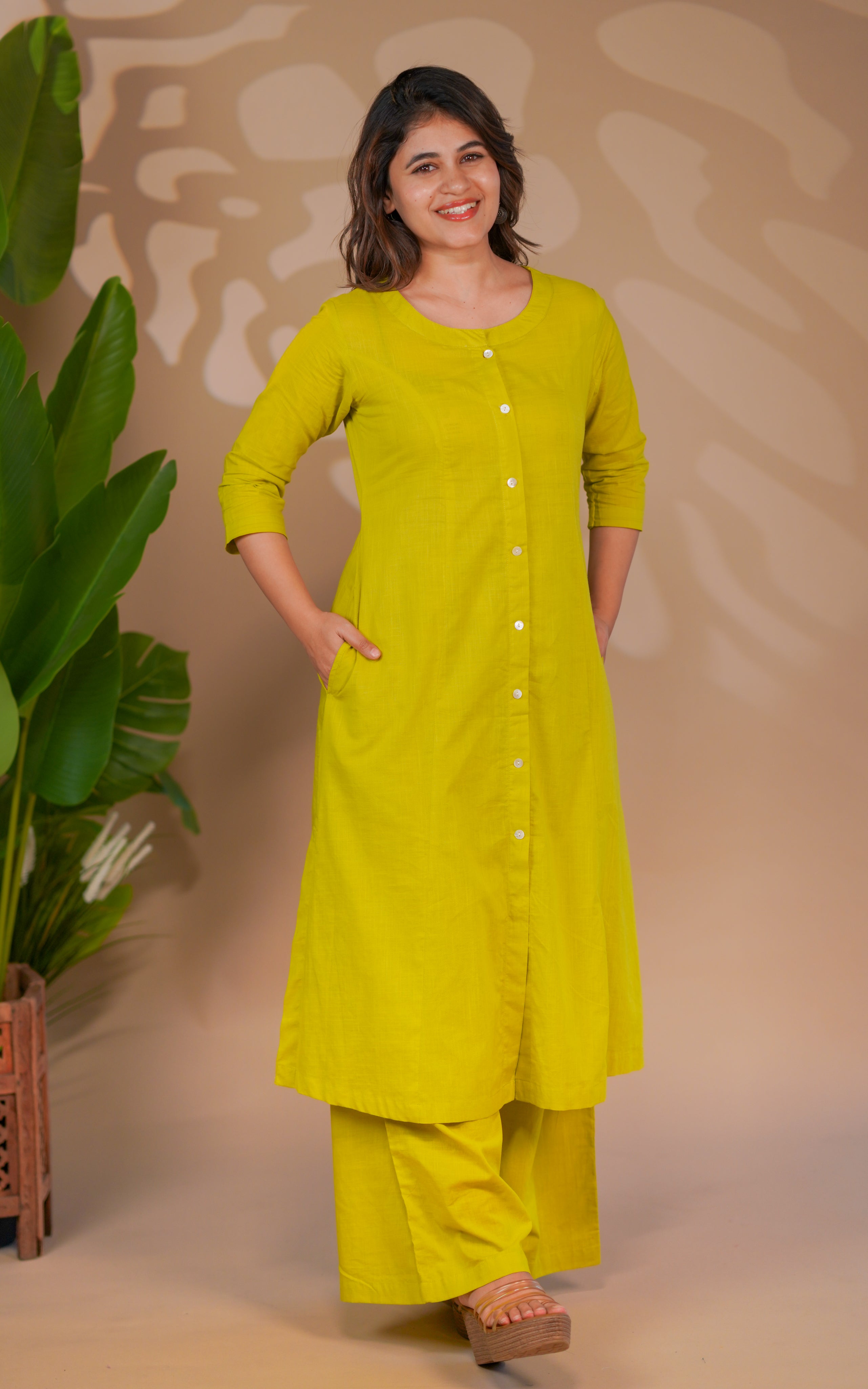 Vikashini Lime Yellow (Kurti+Pant)