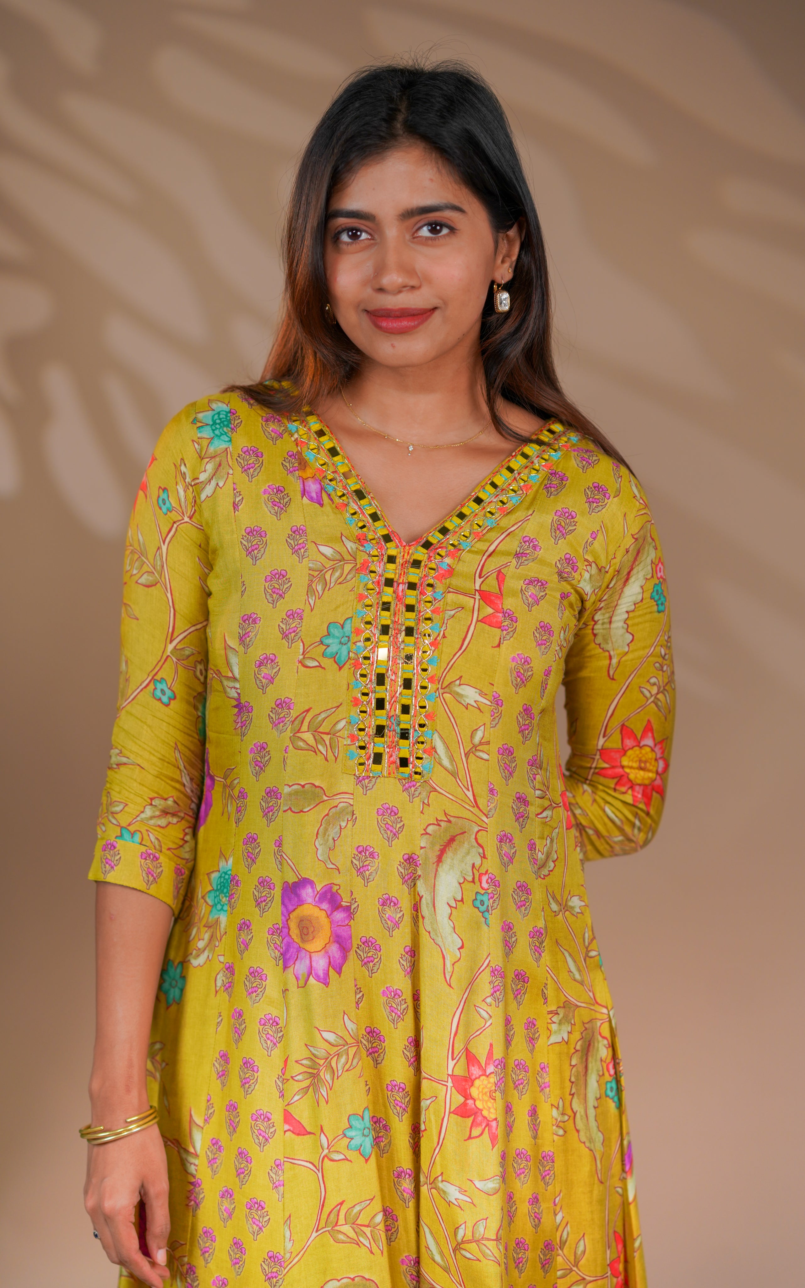 Mirror work anarkali  kurti for women