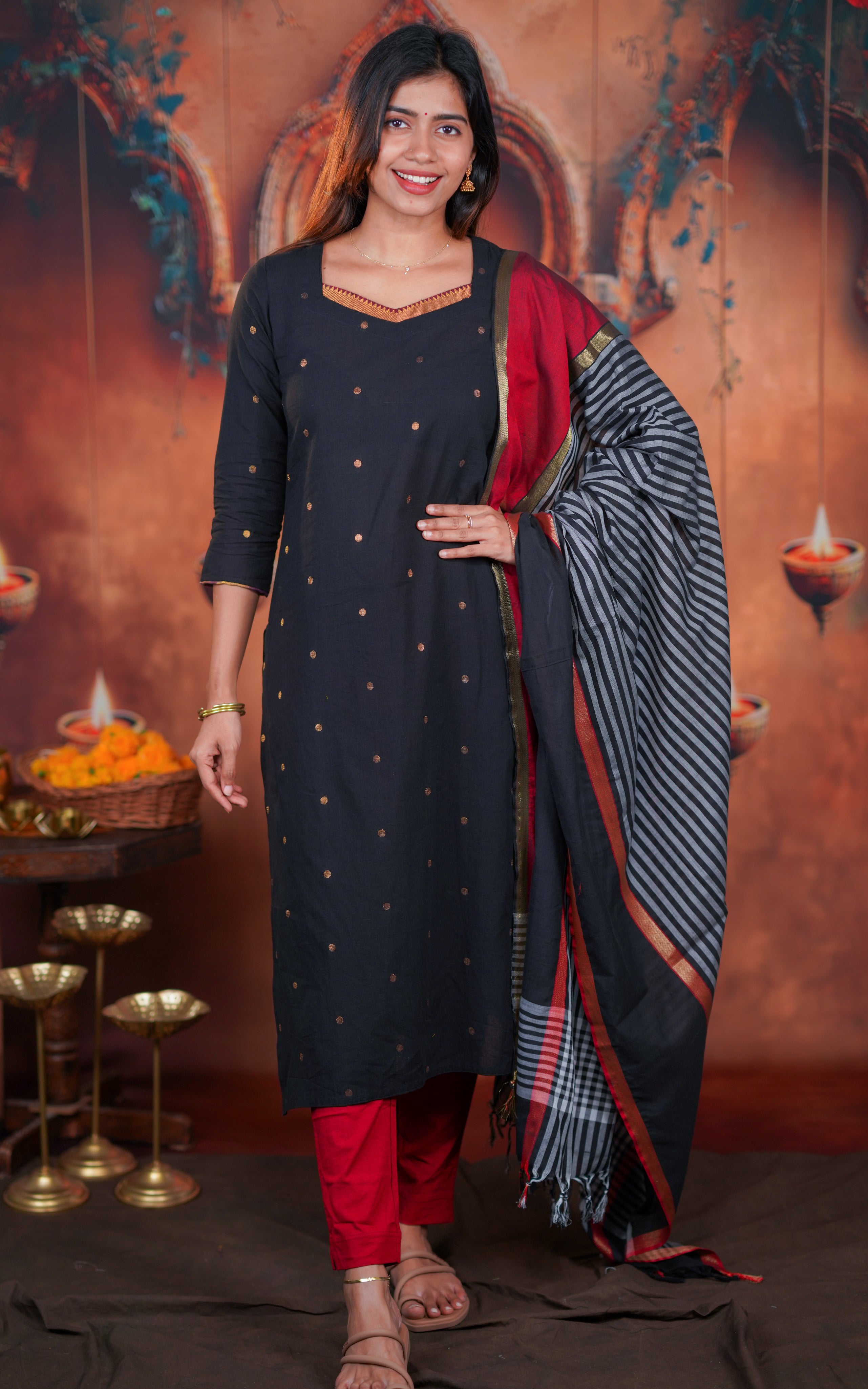 Women's black printed kurti