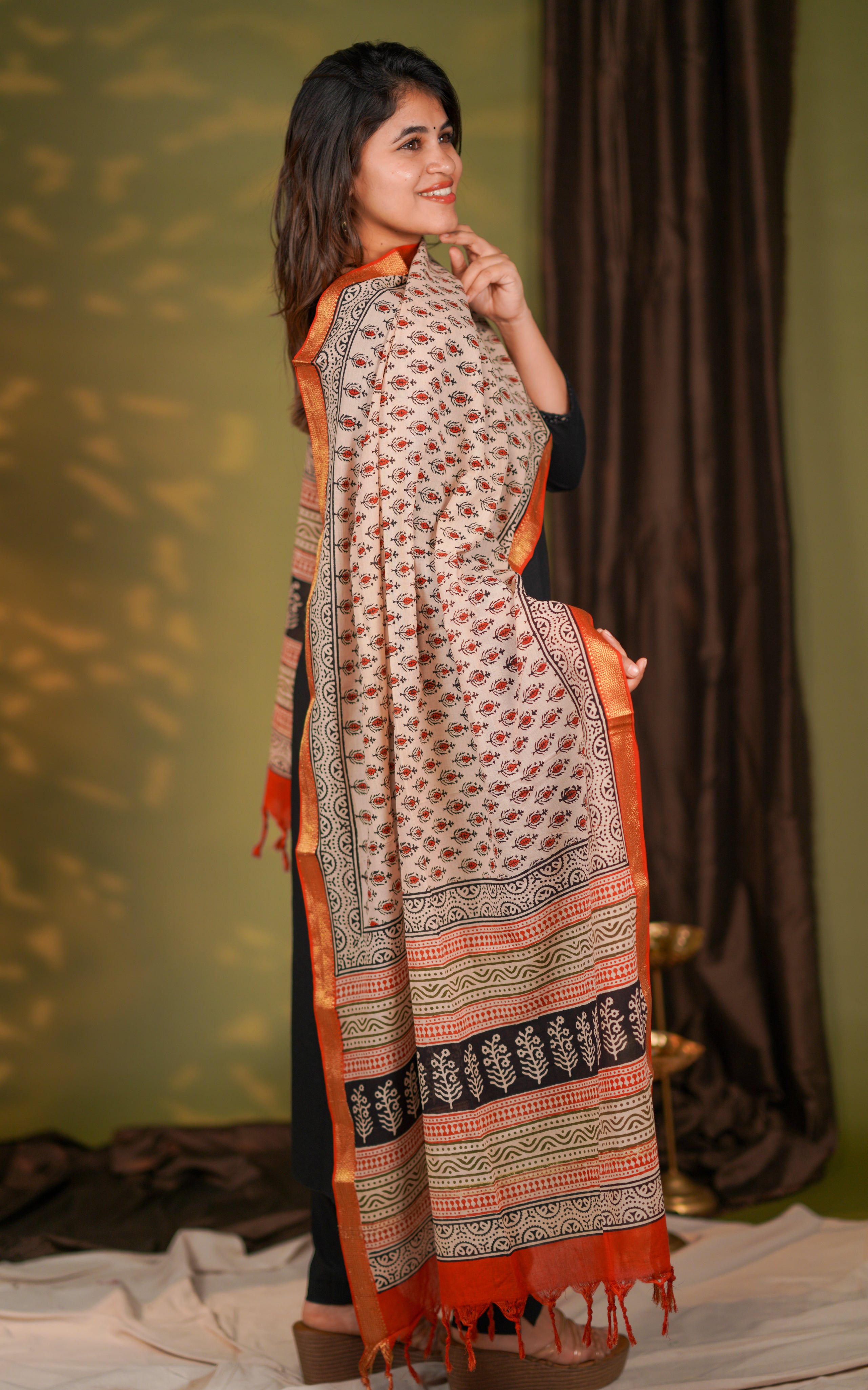 Handblock Mangalagiri Dupatta 35