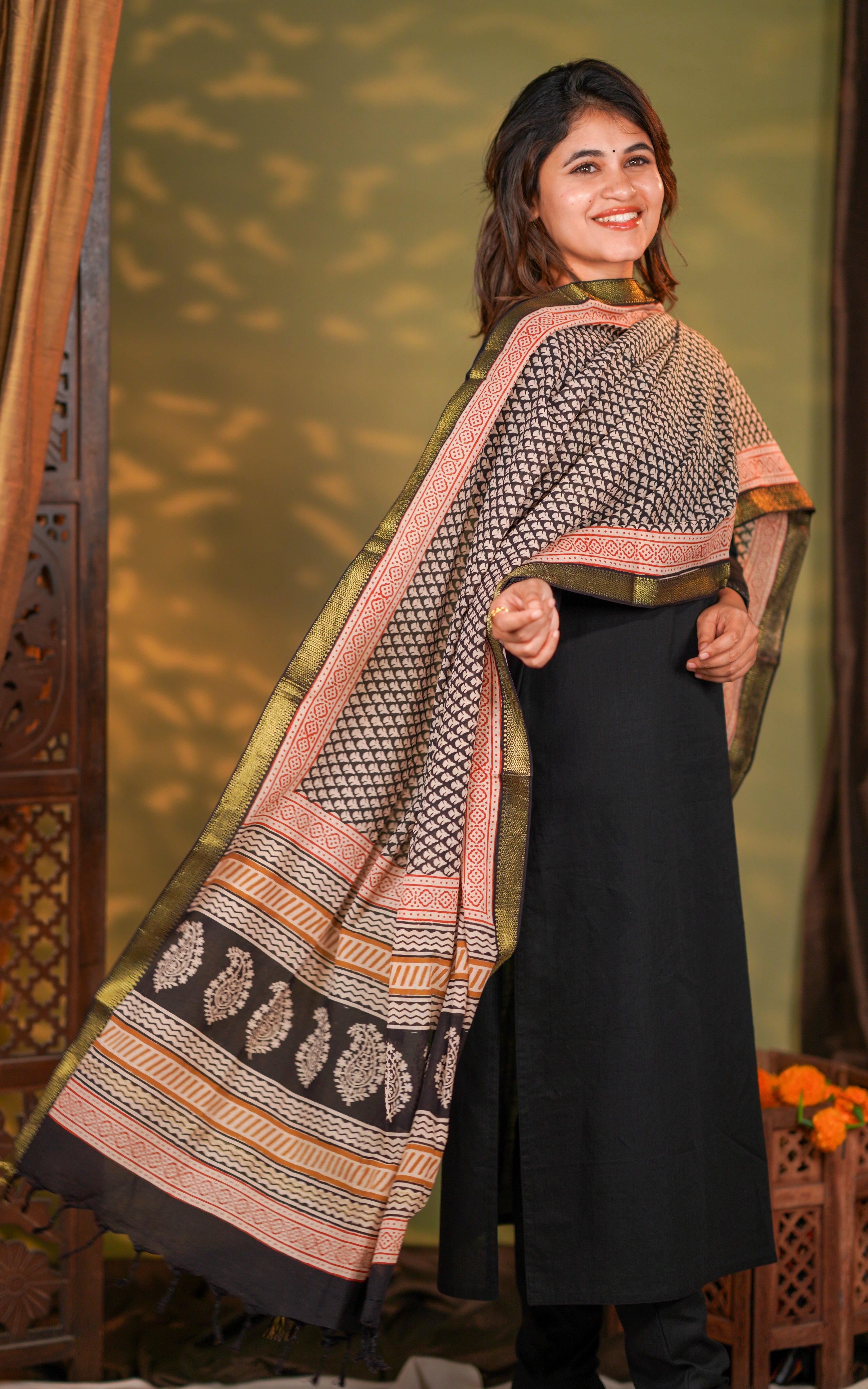 Handblock Mangalagiri Dupatta 32
