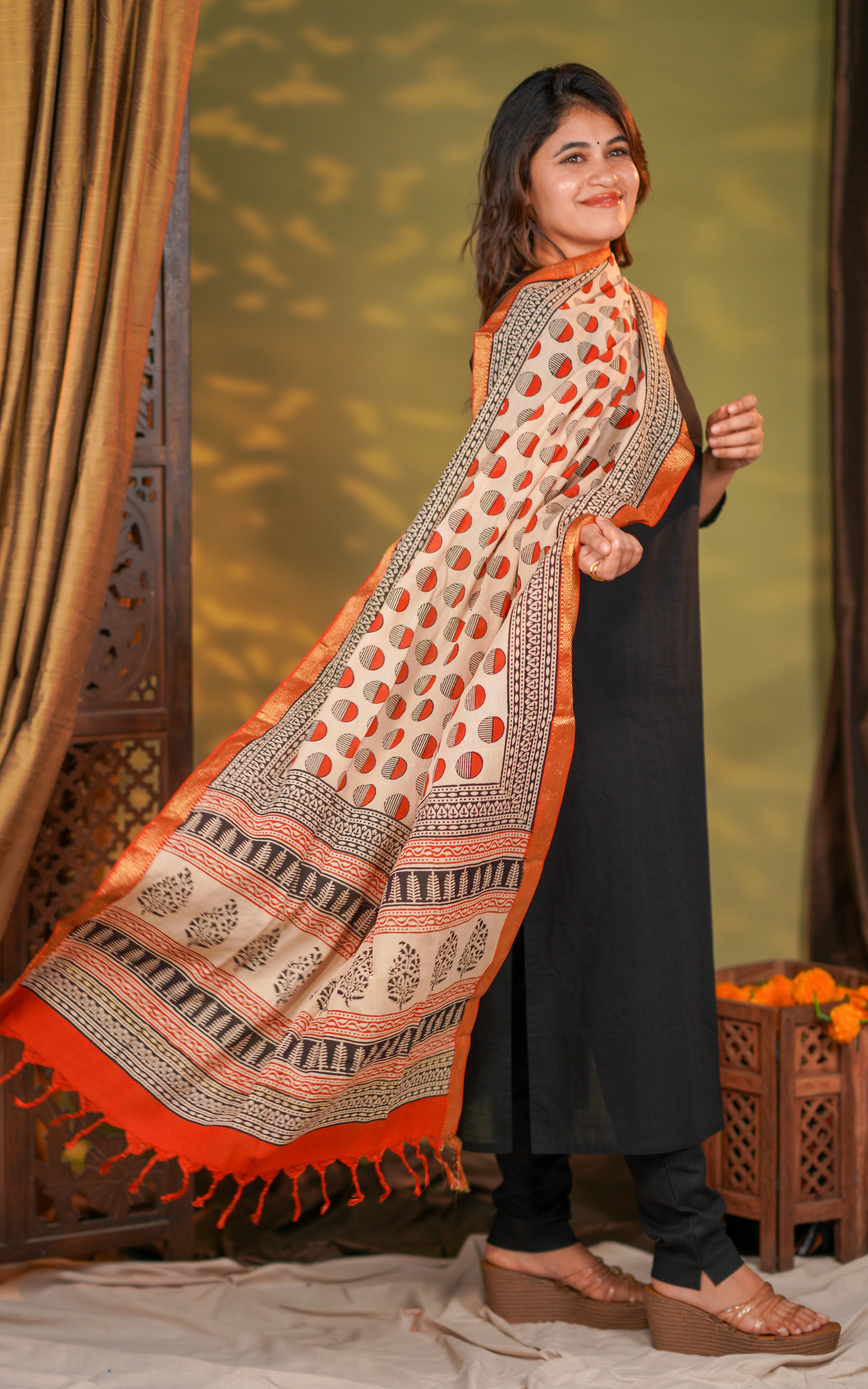 Handblock Mangalagiri Dupatta 36