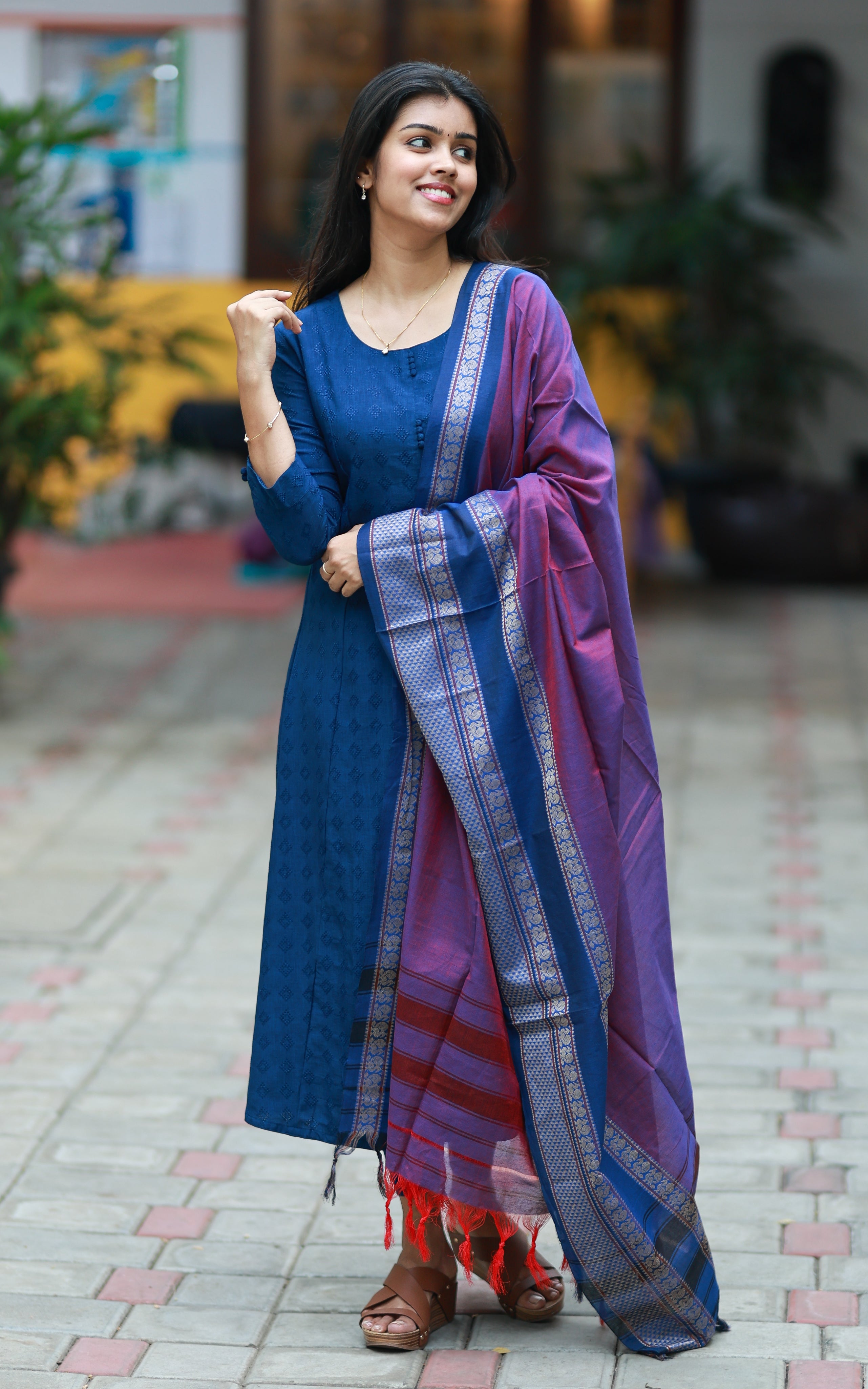 Vanisri Blue (Kurti+Dupatta)