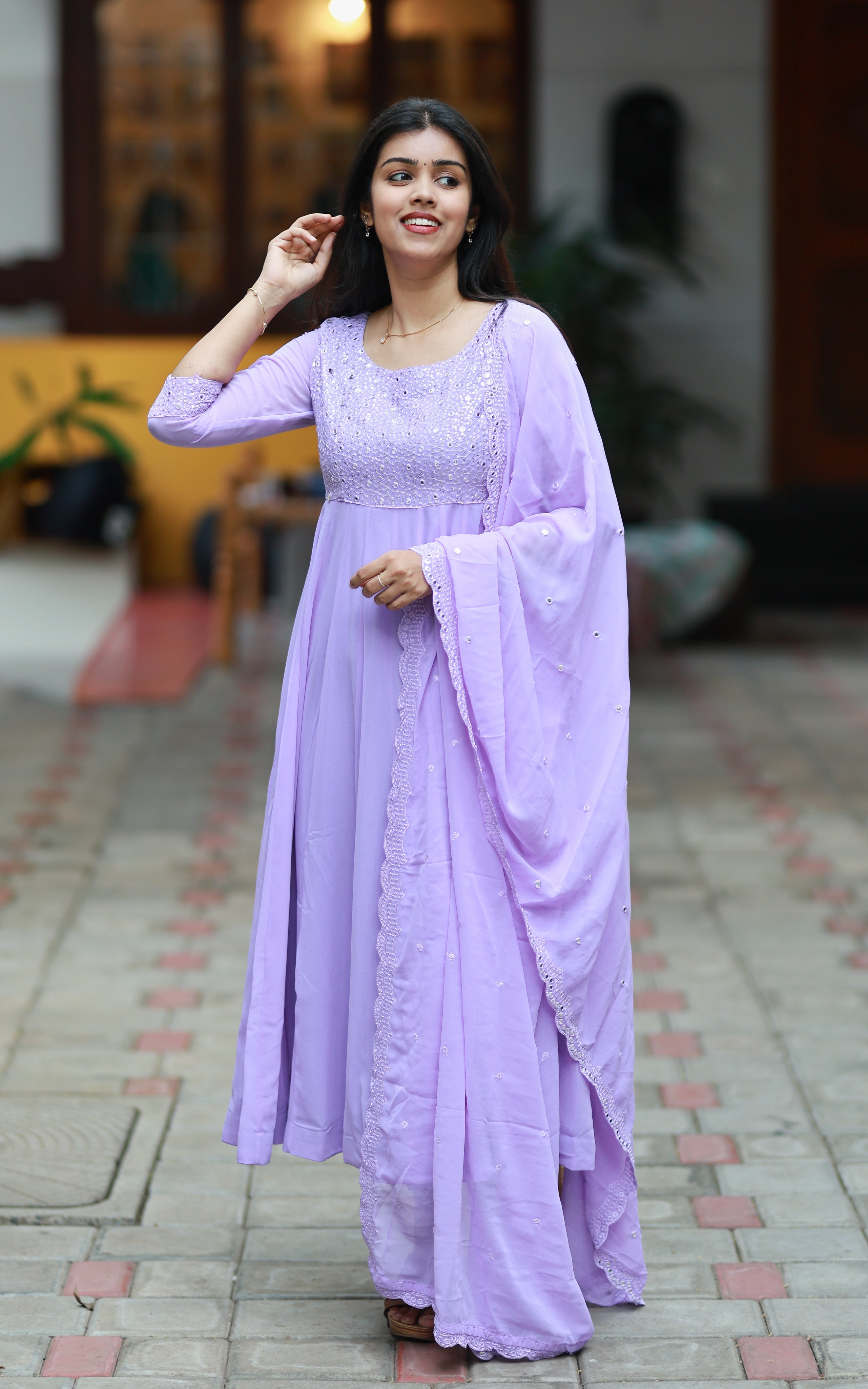 Shijina Lavendar (Kurti+Dupatta)