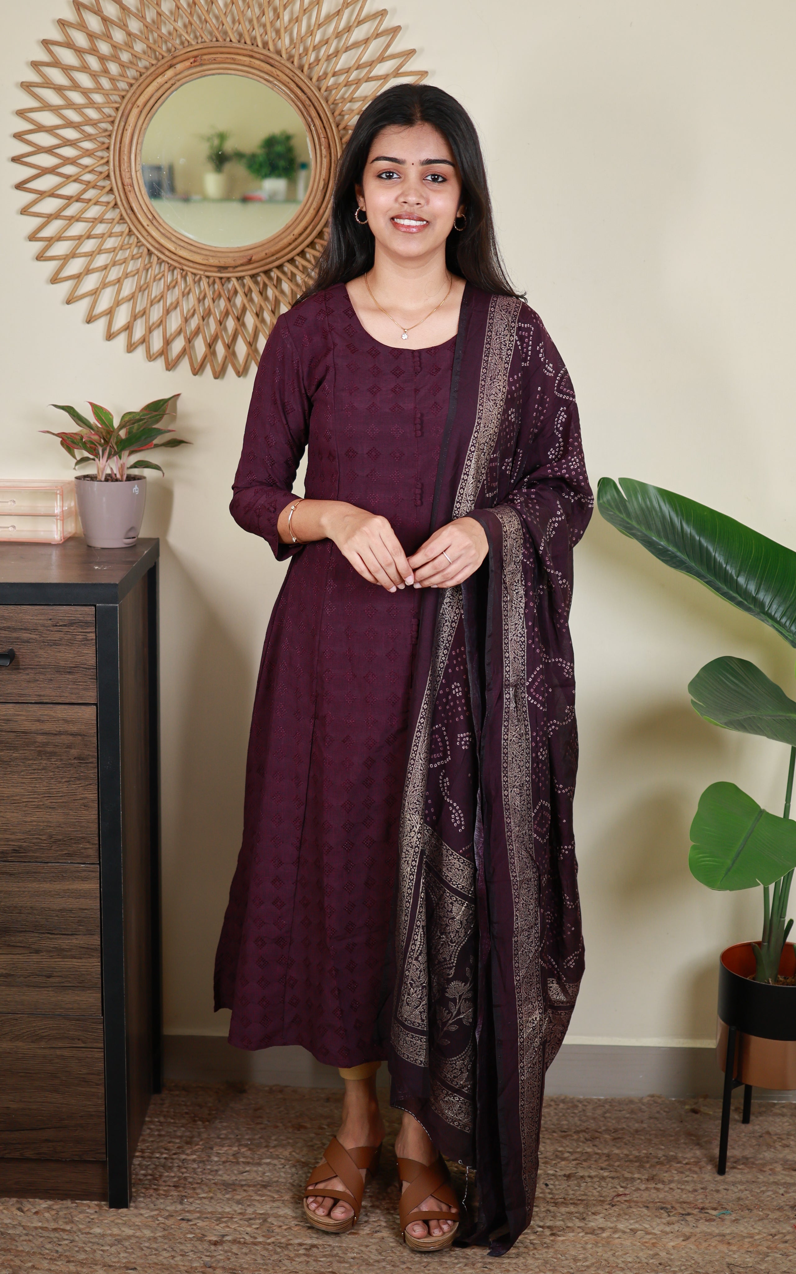 Vanisri Plum (Kurti+Dupatta)