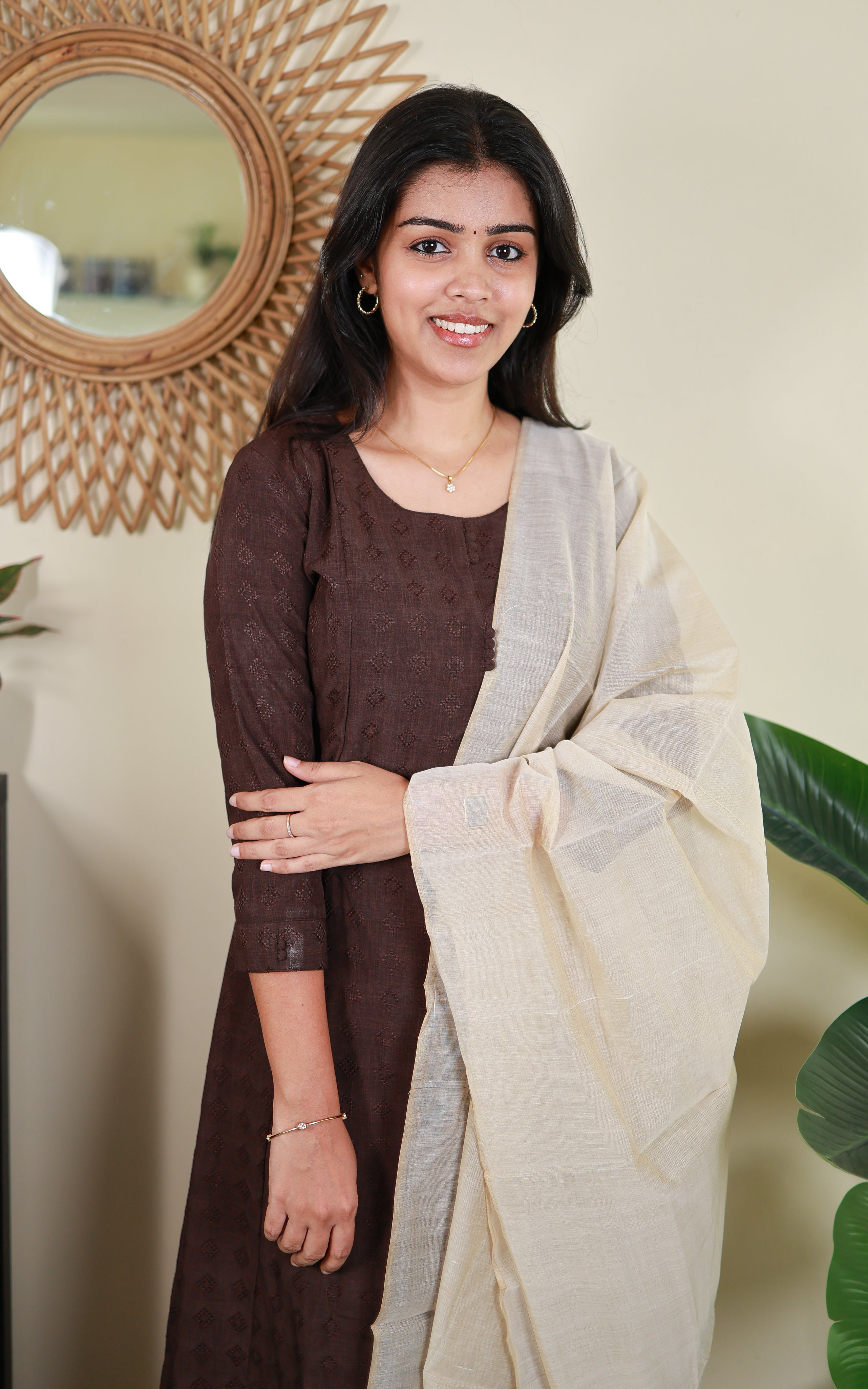 Vanisri Brown (Kurti+Dupatta)