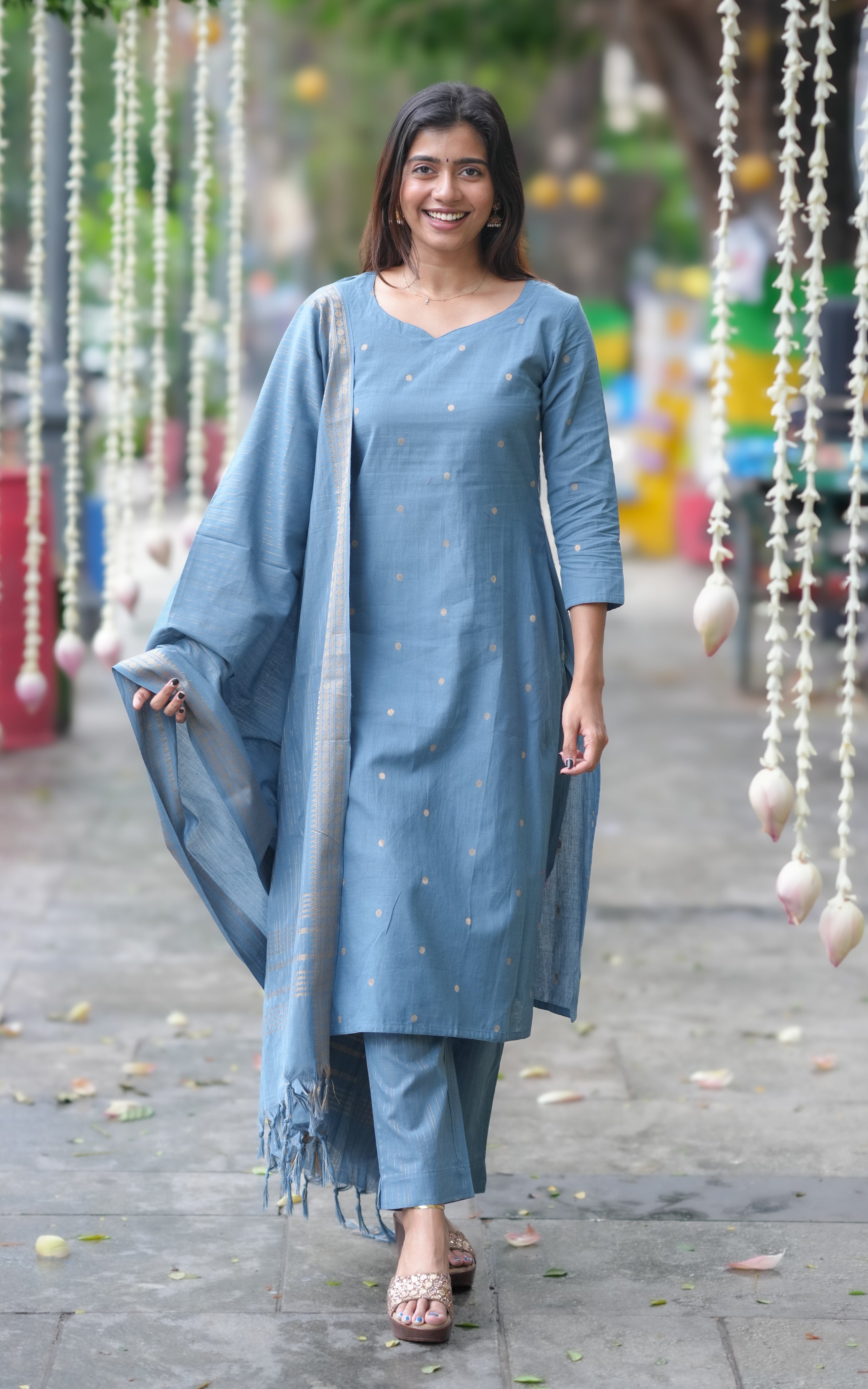 Farah Light Peacock (Kurti+Pani+Dupatta)