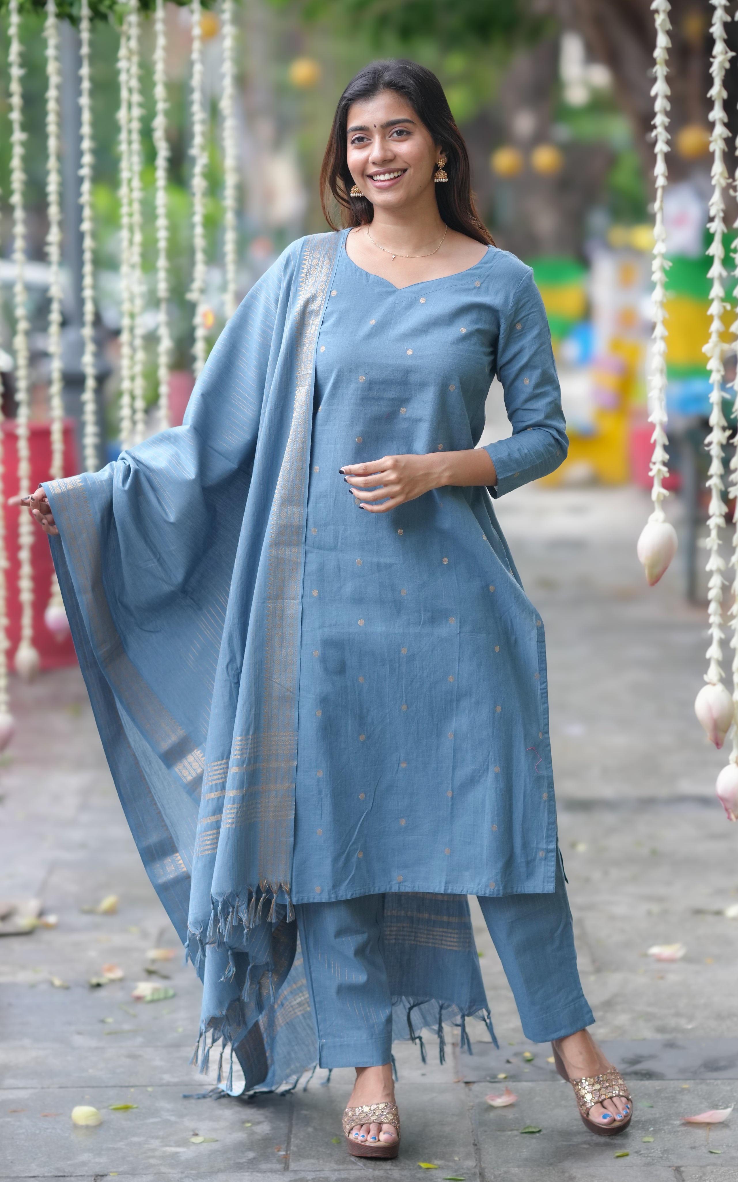 Farah Light Peacock (Kurti+Pani+Dupatta)