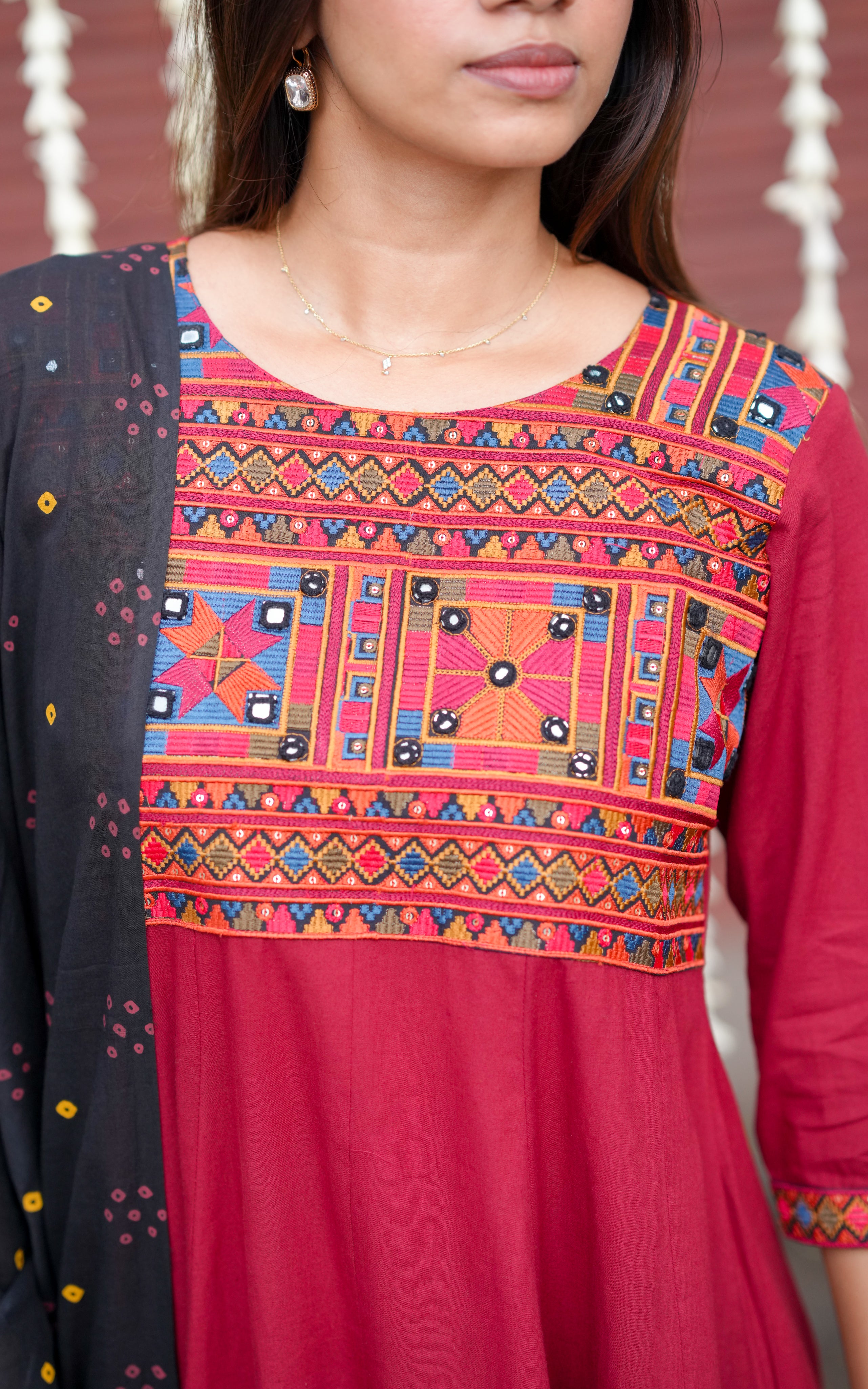 Poongkodi Maroon (Kurti+Dupatta)