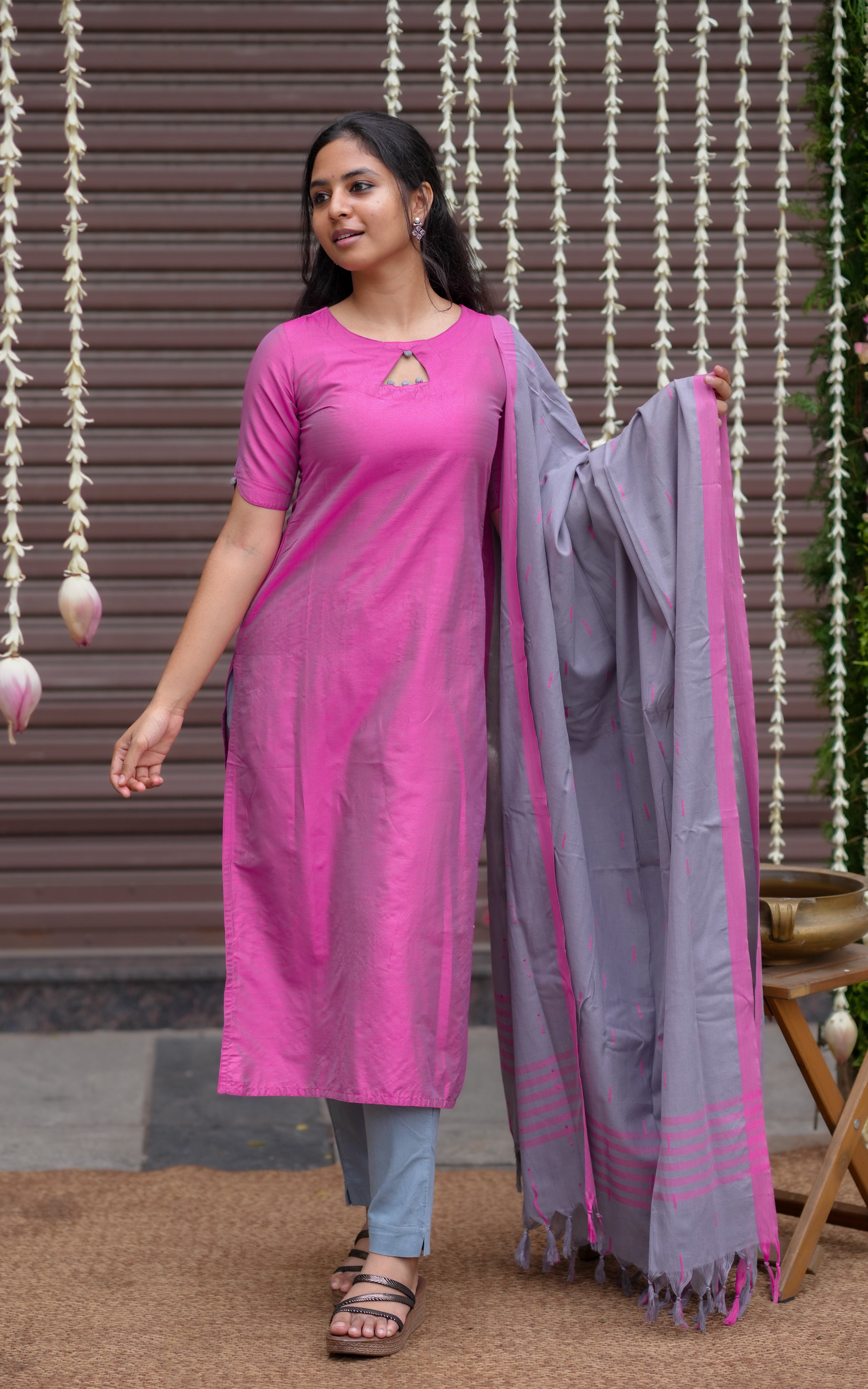 Janeetha Dark Pink (Kurti+Dupatta)