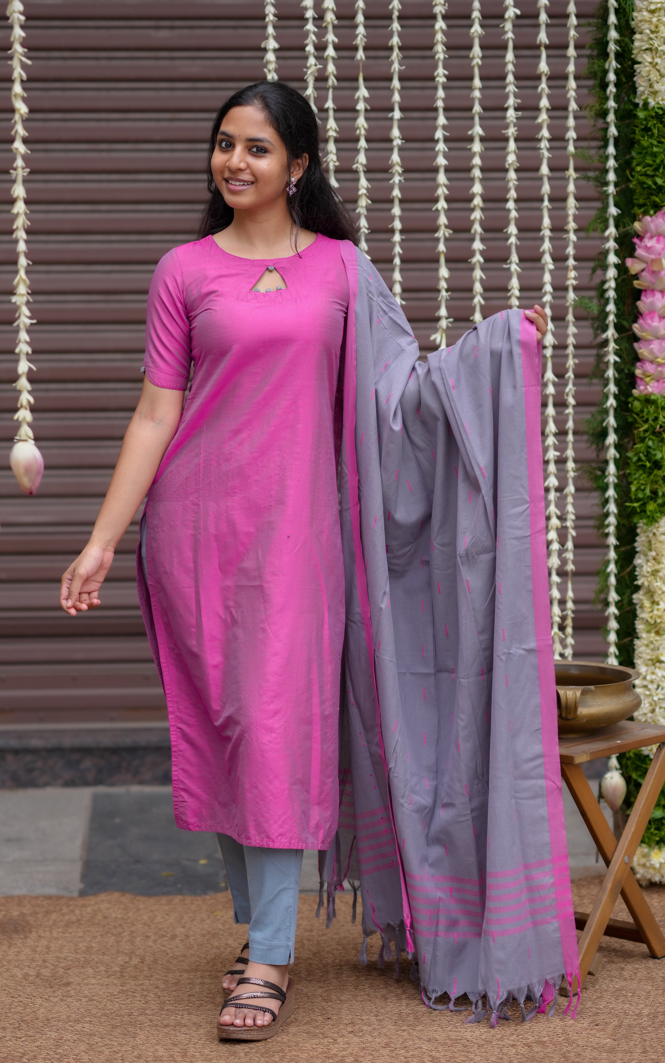 Janeetha Dark Pink (Kurti+Dupatta)