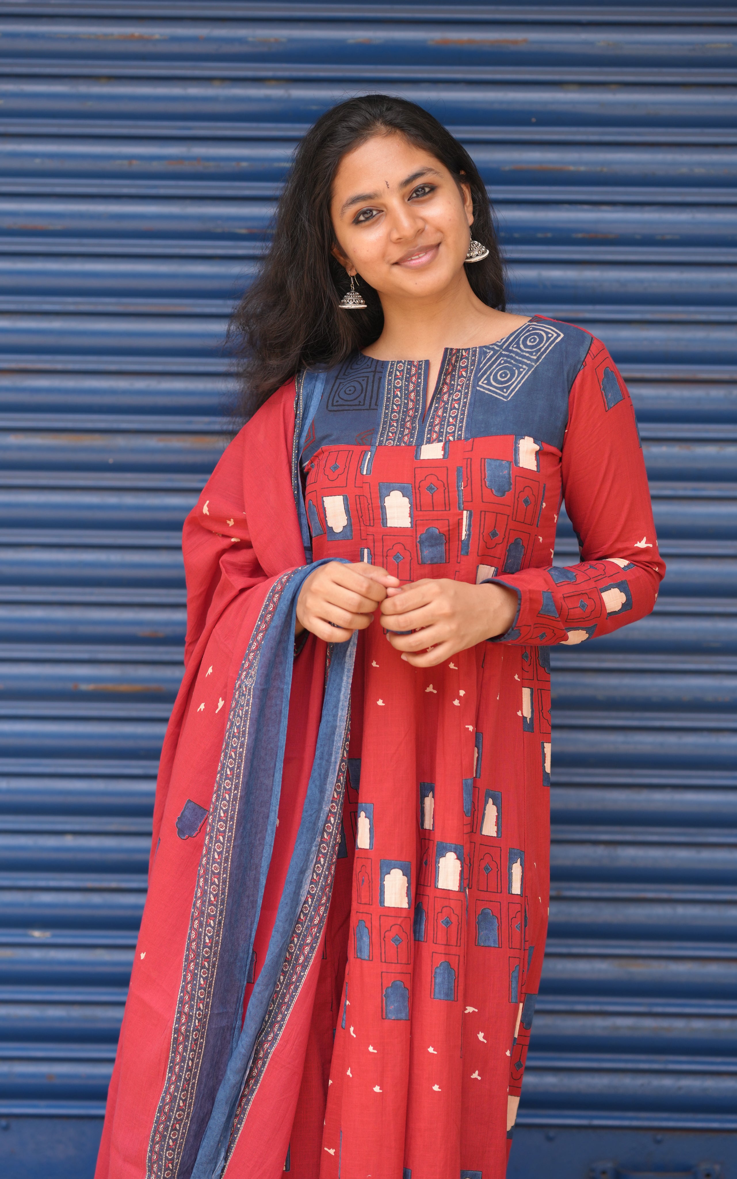Blbina Maroon (Kurti+Dupatta)