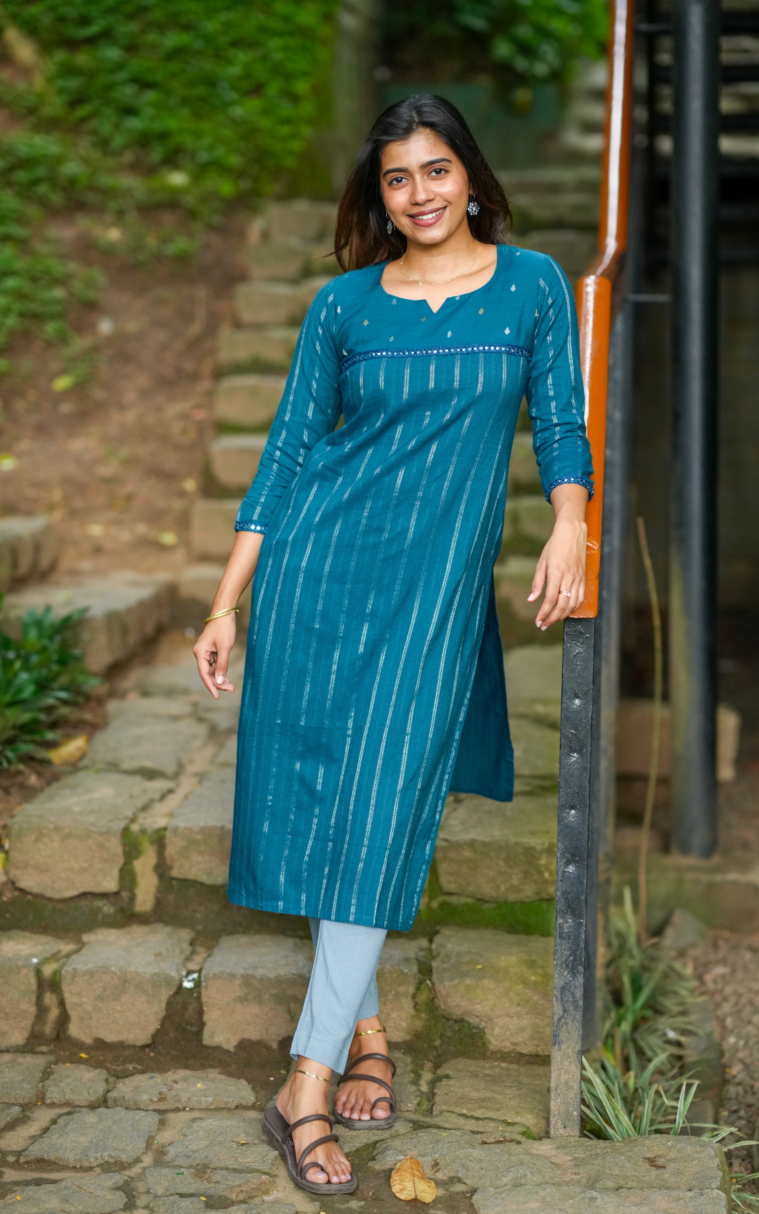 A beautifully crafted ethnic outfit blending elegance and everyday comfort, perfect for festive or casual moments
