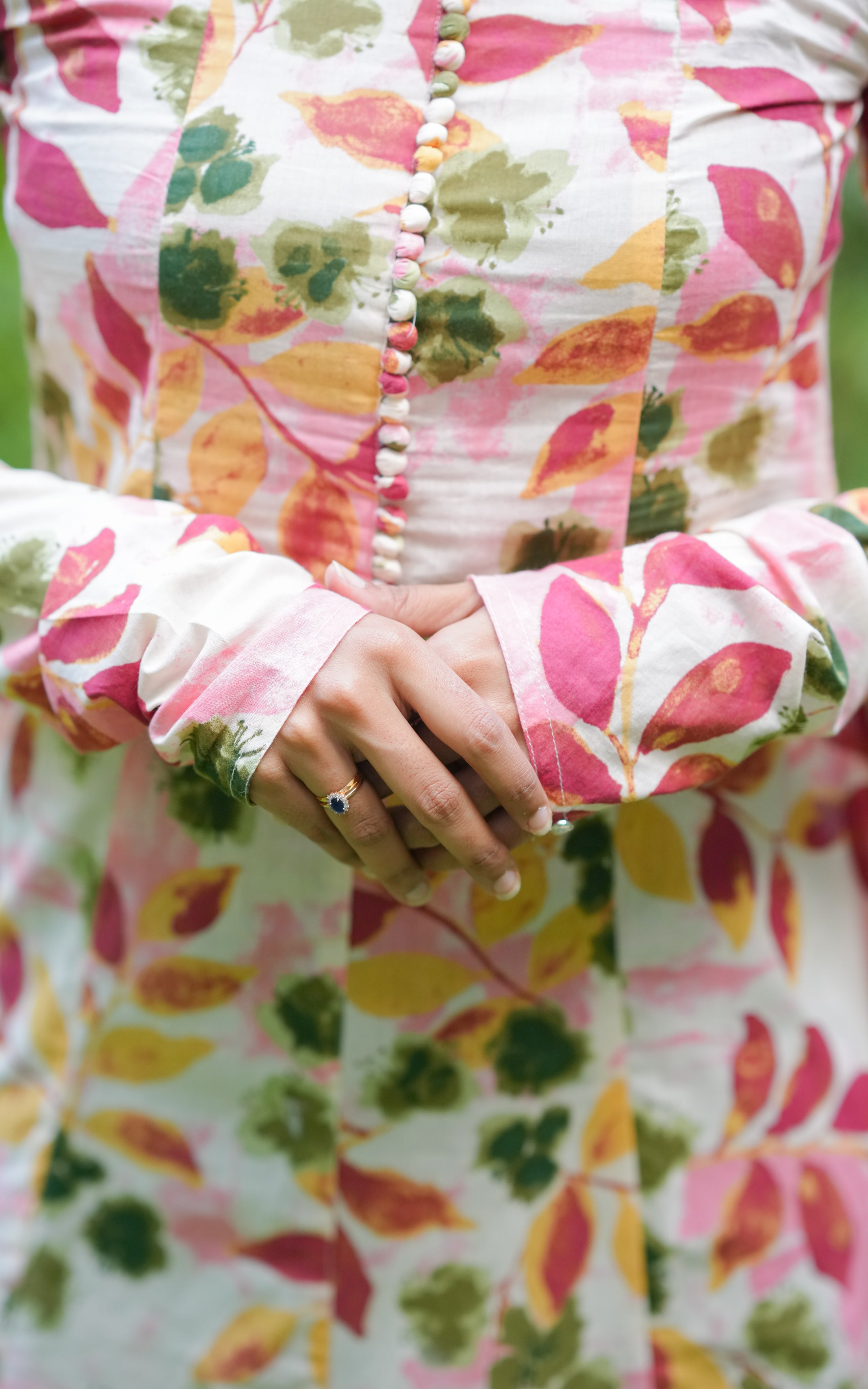 A-line kurti with gathered sleeves