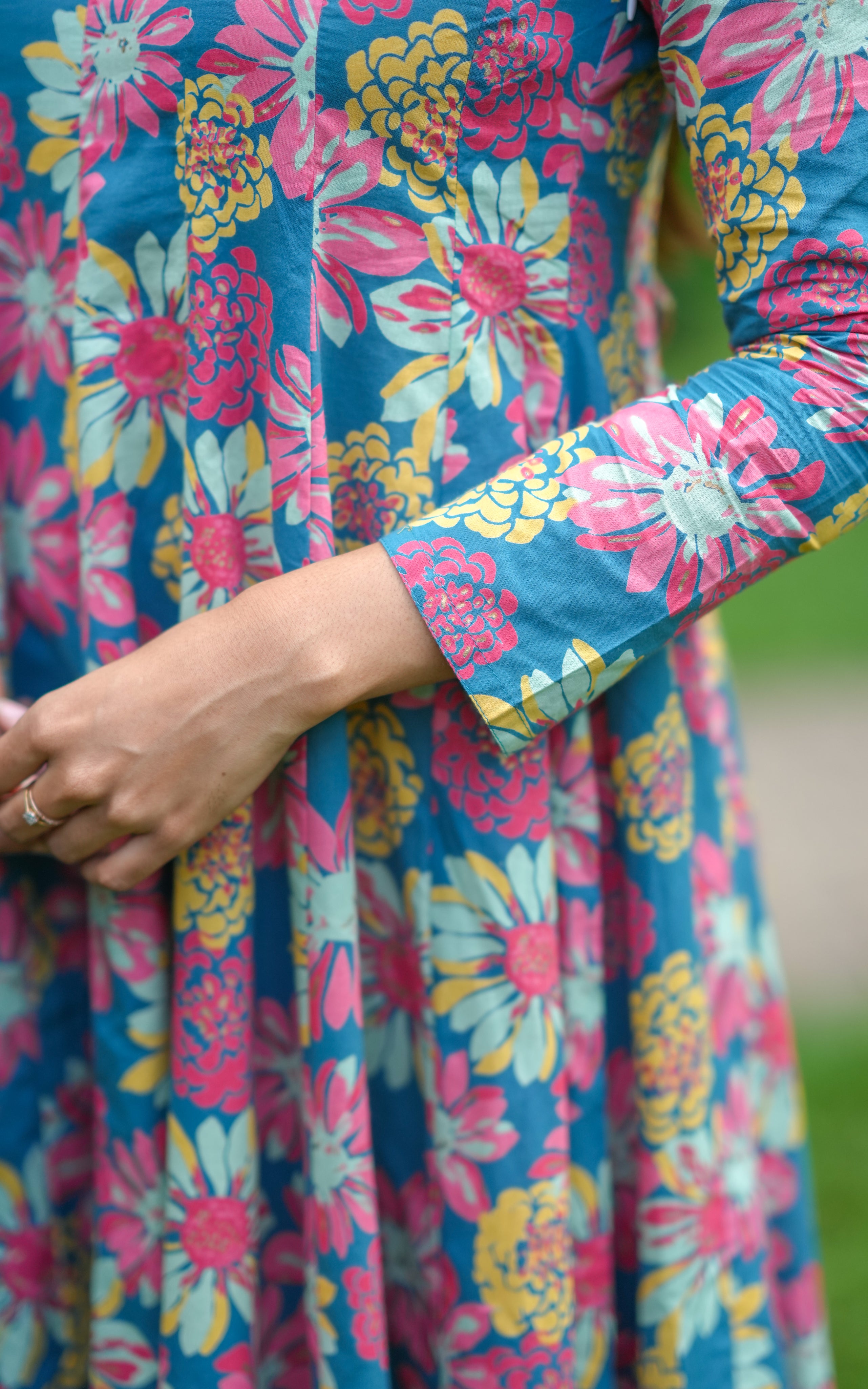 Anarkali kurti with floral motifs