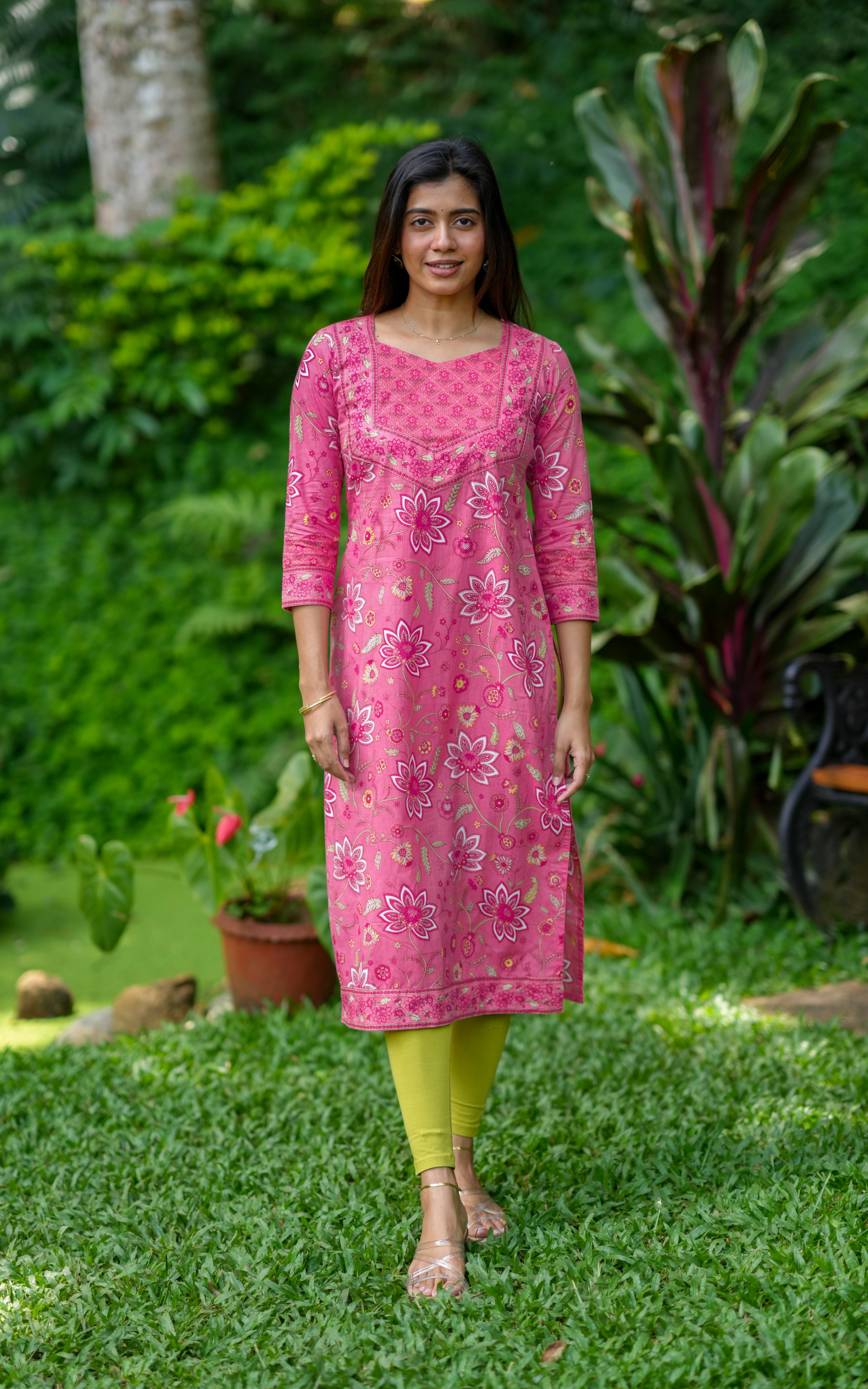 Pink Straight-Cut Kurti
