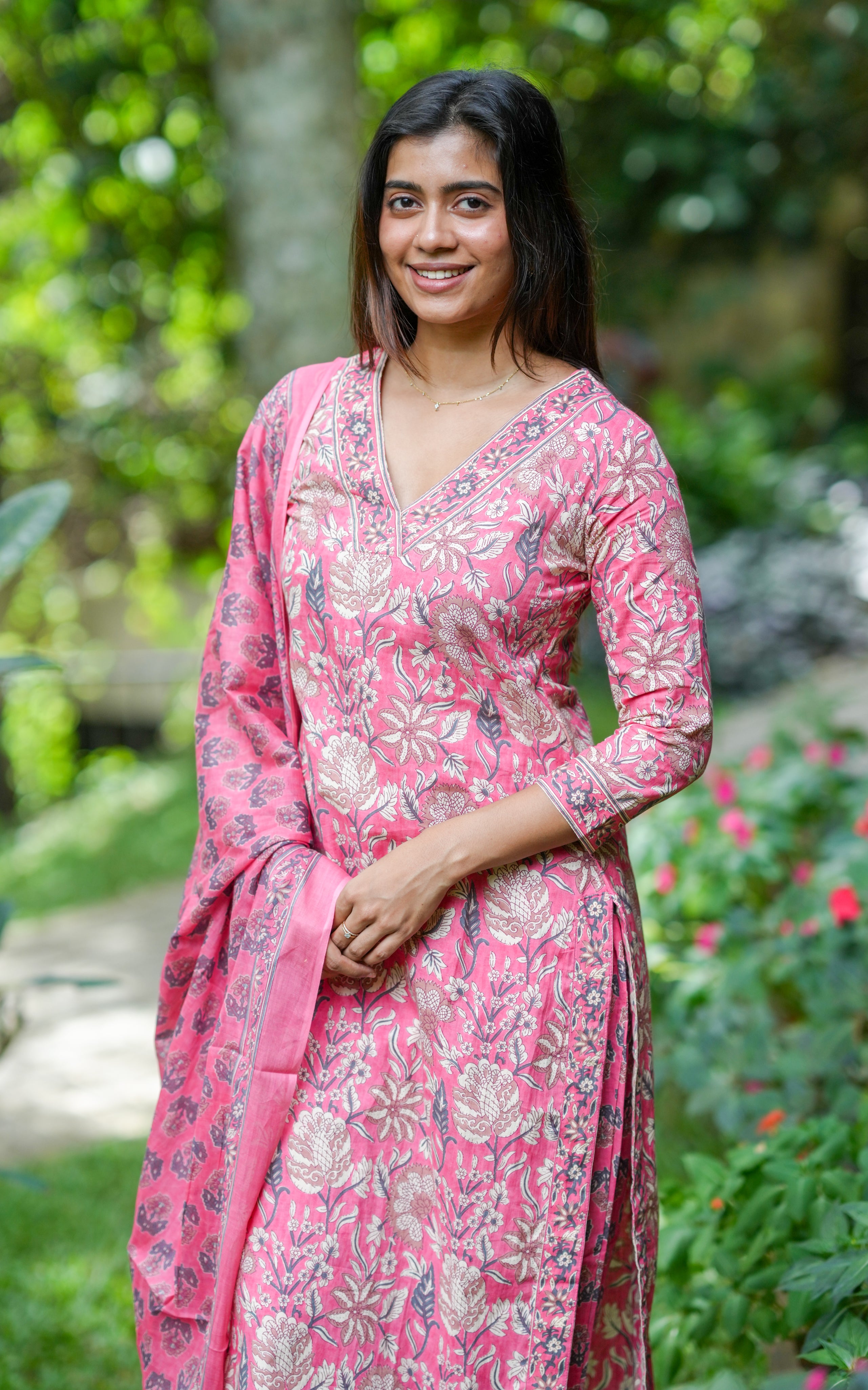 Pink straight cut kurti