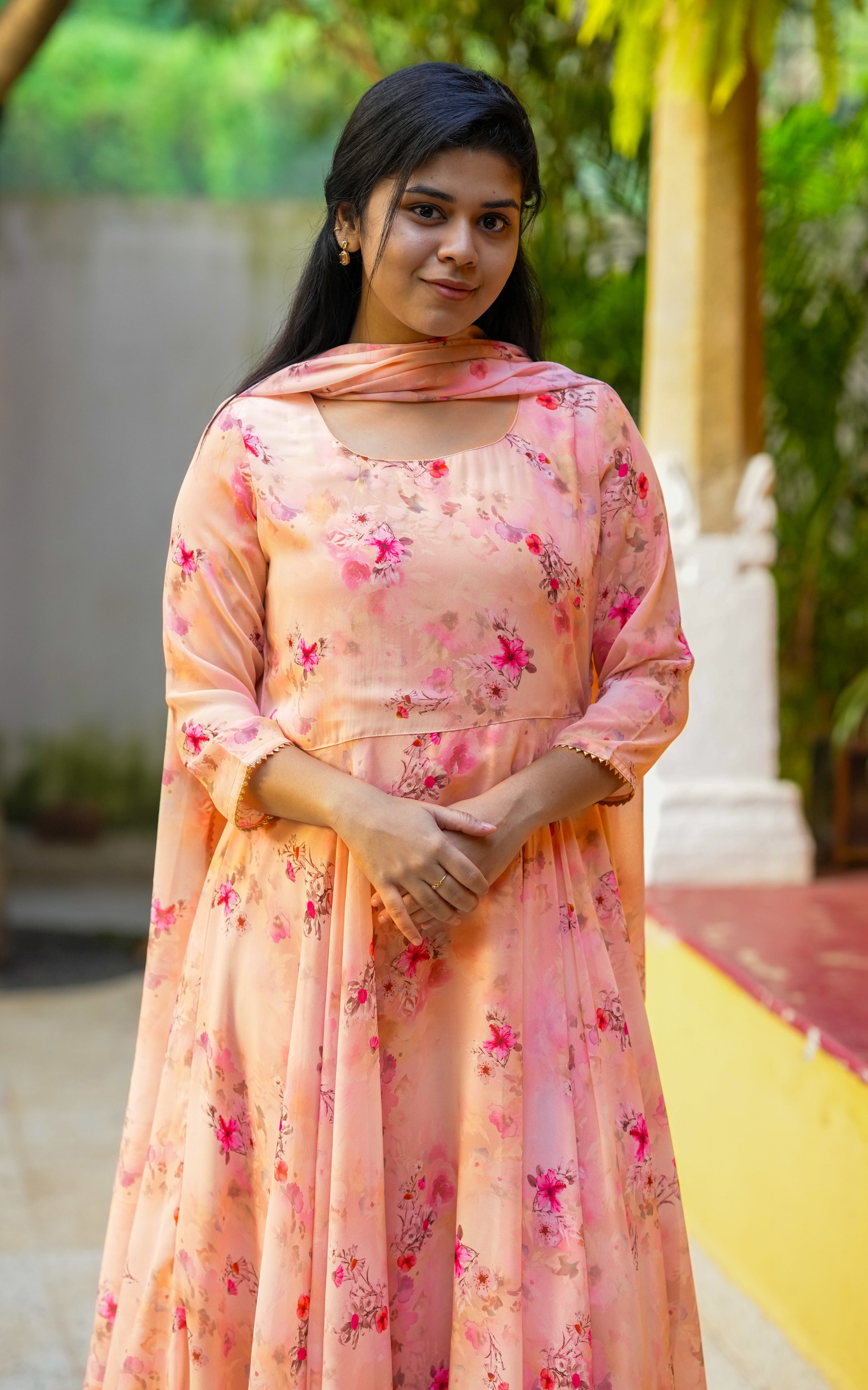 Sandal color anarkali