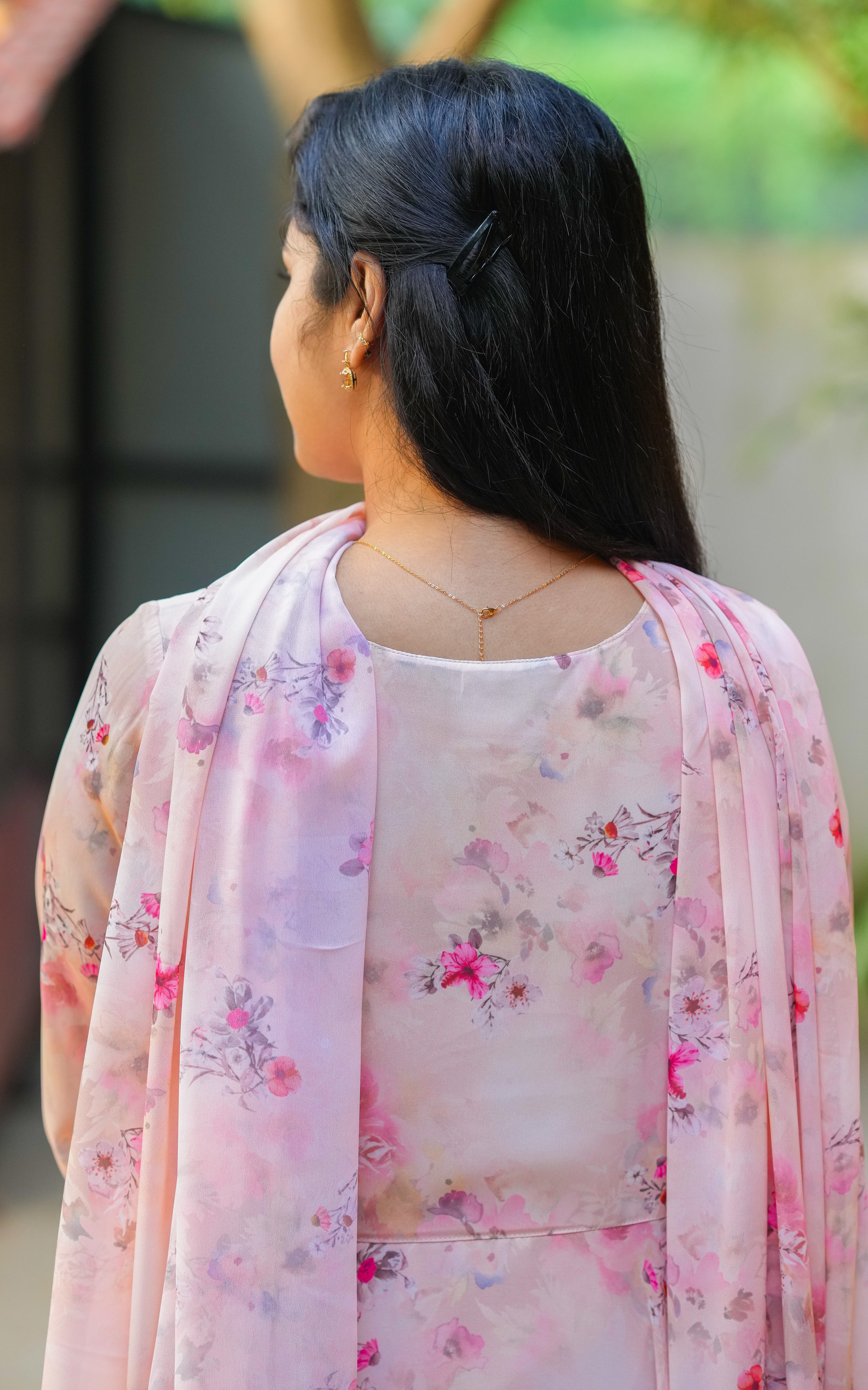 Instore - Peach Color Georgette Full Flared Anarkali Kurti with Dupatta and  Butter Crepe Lining