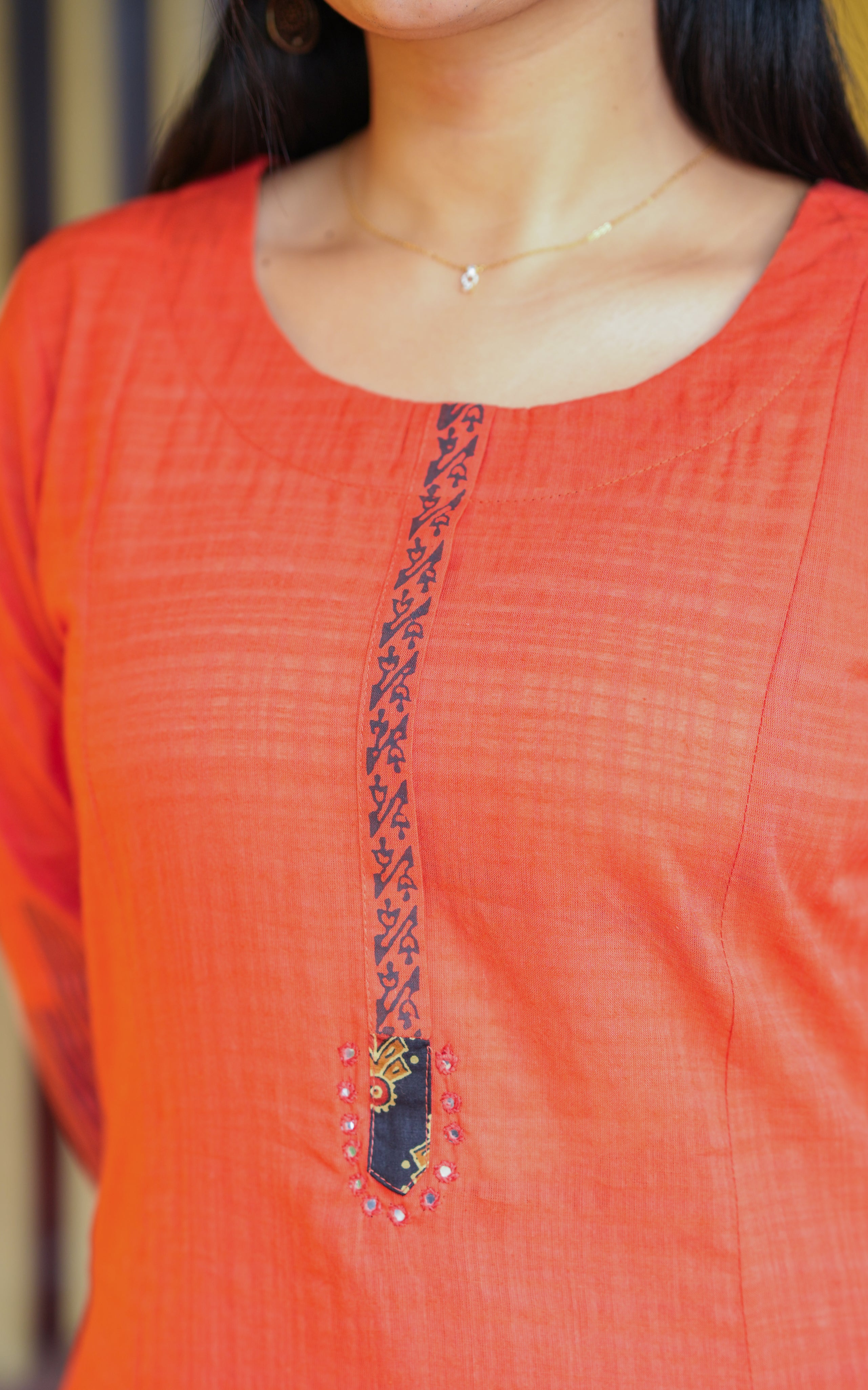 Instore – Orange Pavishiya Kurti for Women – Cotton – Indian Ethnic Wear