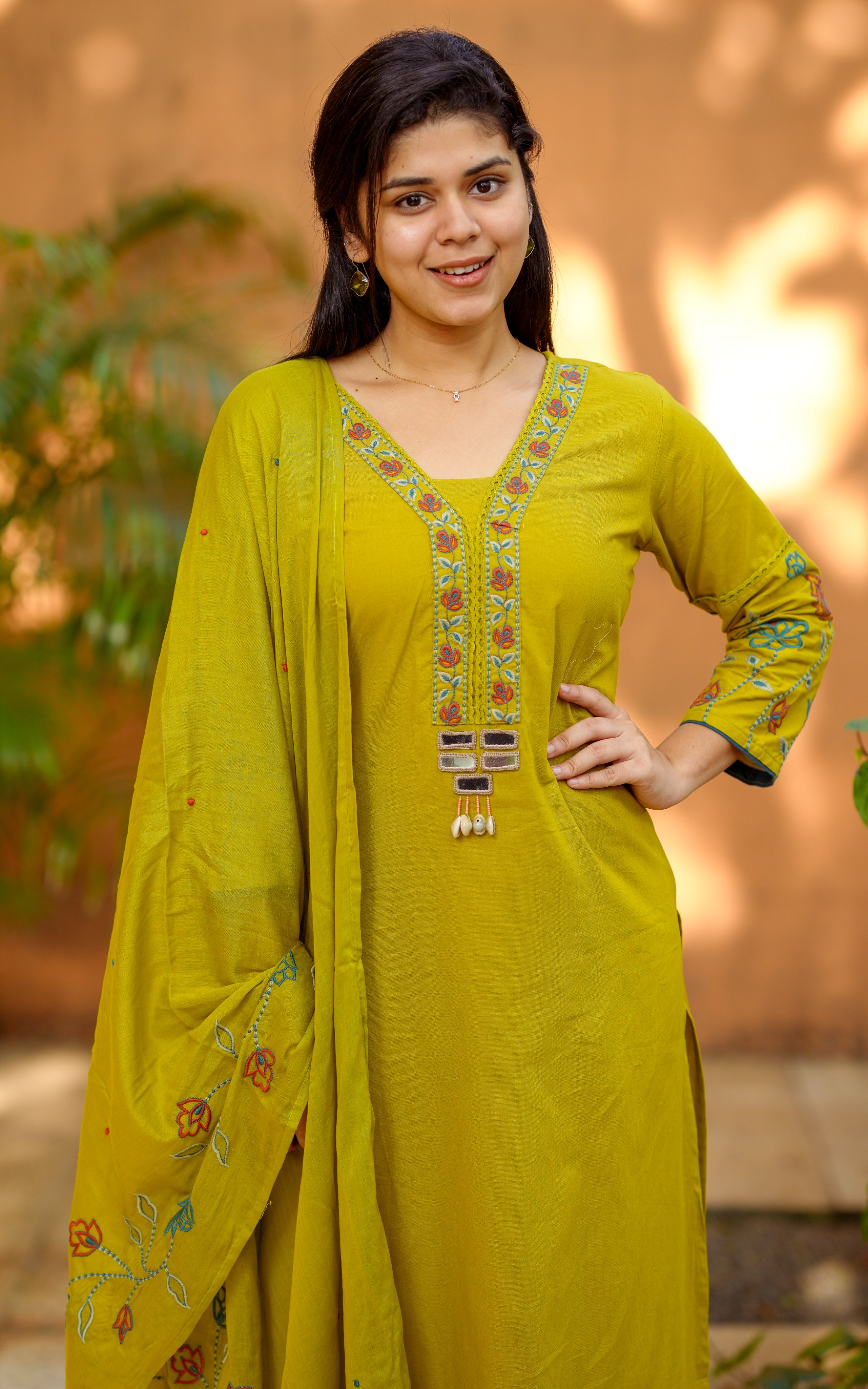 Cotton straight cut kurti sets