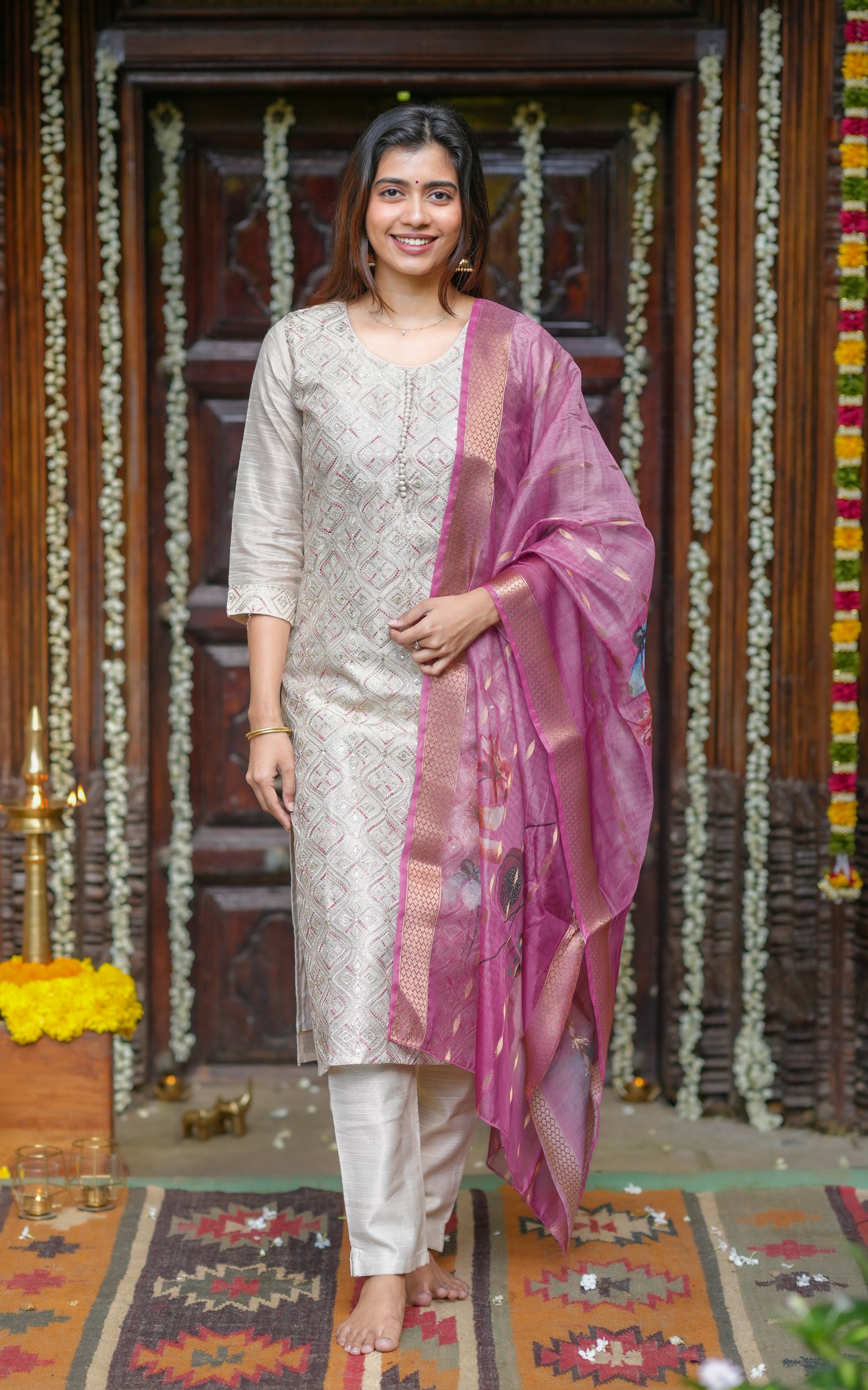 Vishmitha Beige (Kurti+Pant+Dupatta)