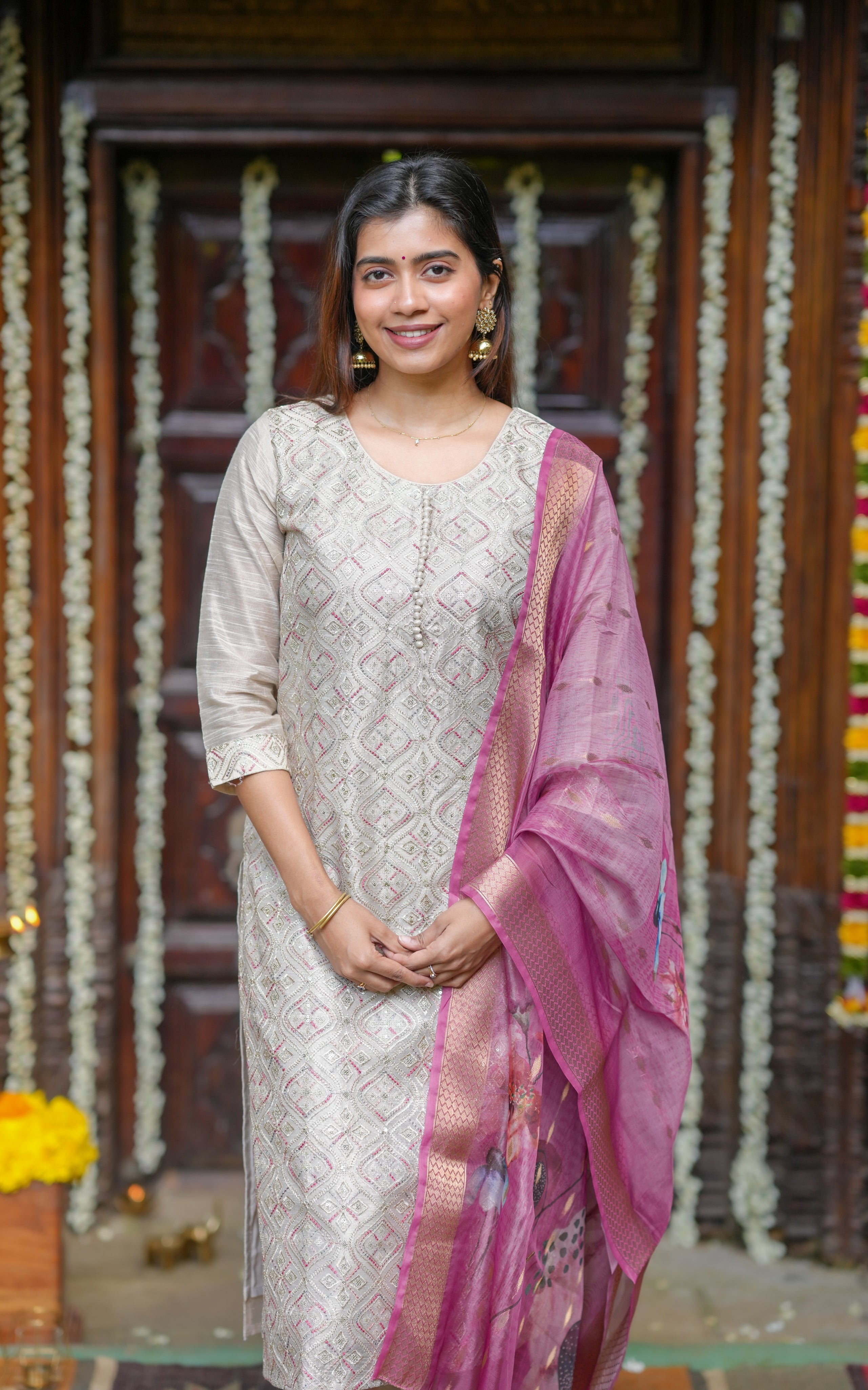 Vishmitha Beige (Kurti+Pant+Dupatta)