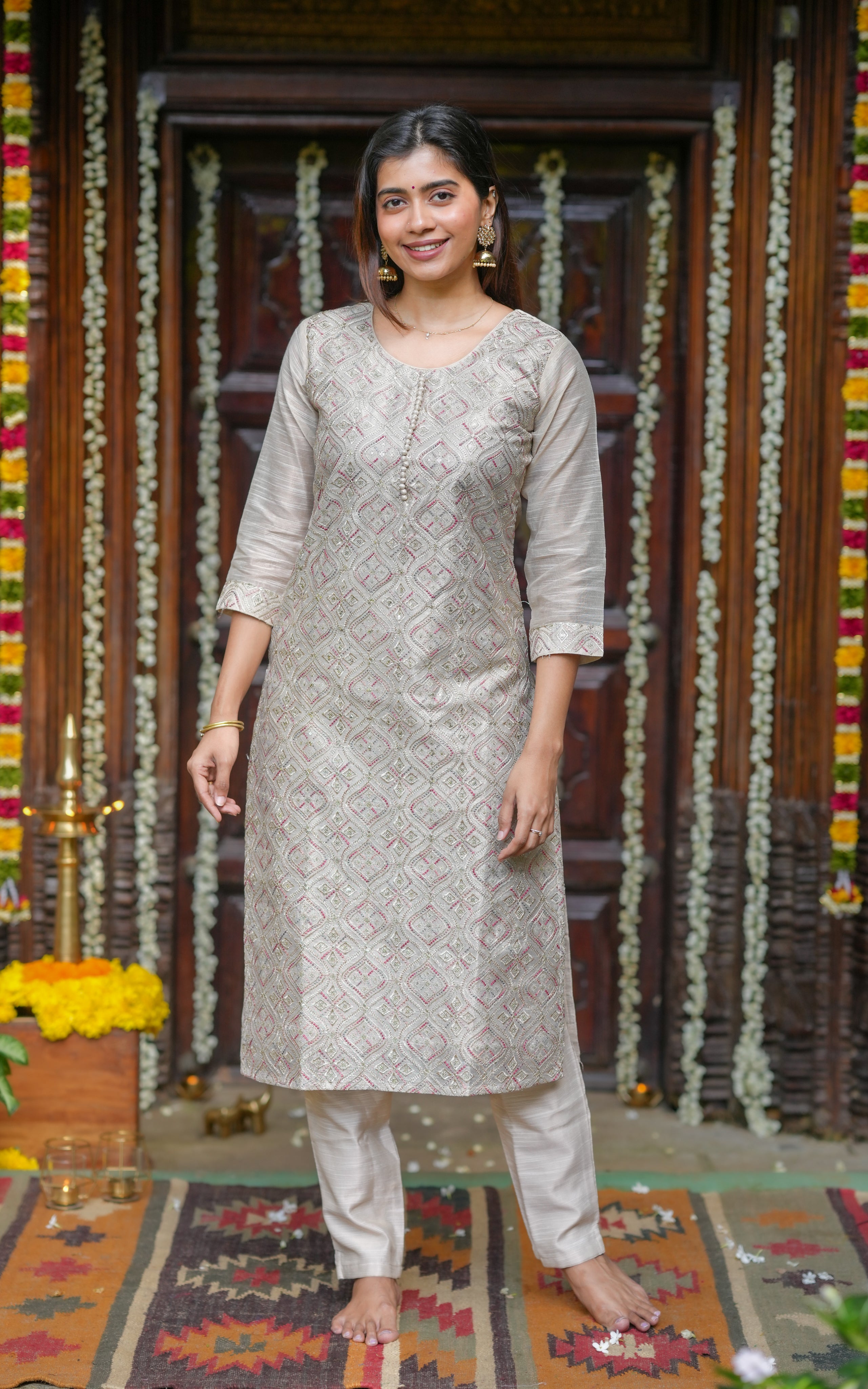 Vishmitha Beige (Kurti+Pant+Dupatta)