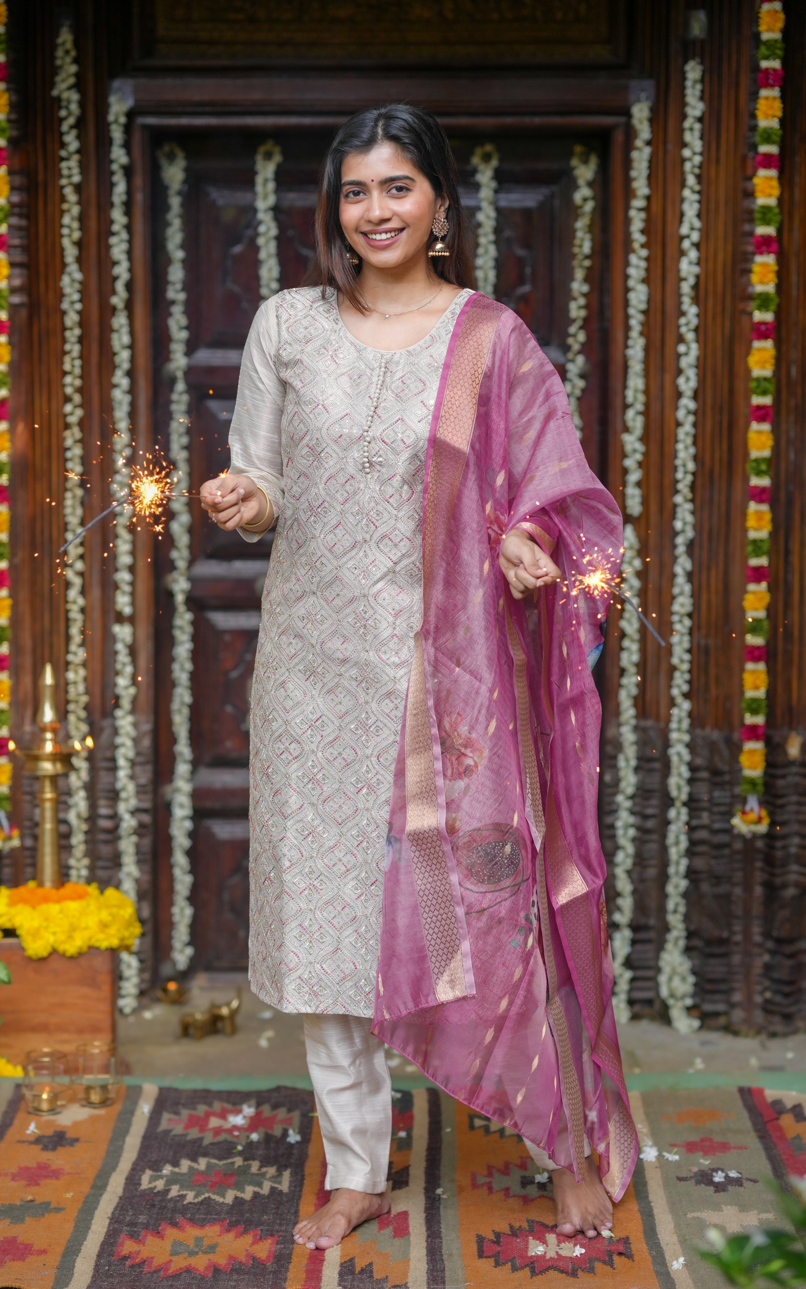 Vishmitha Beige (Kurti+Pant+Dupatta)