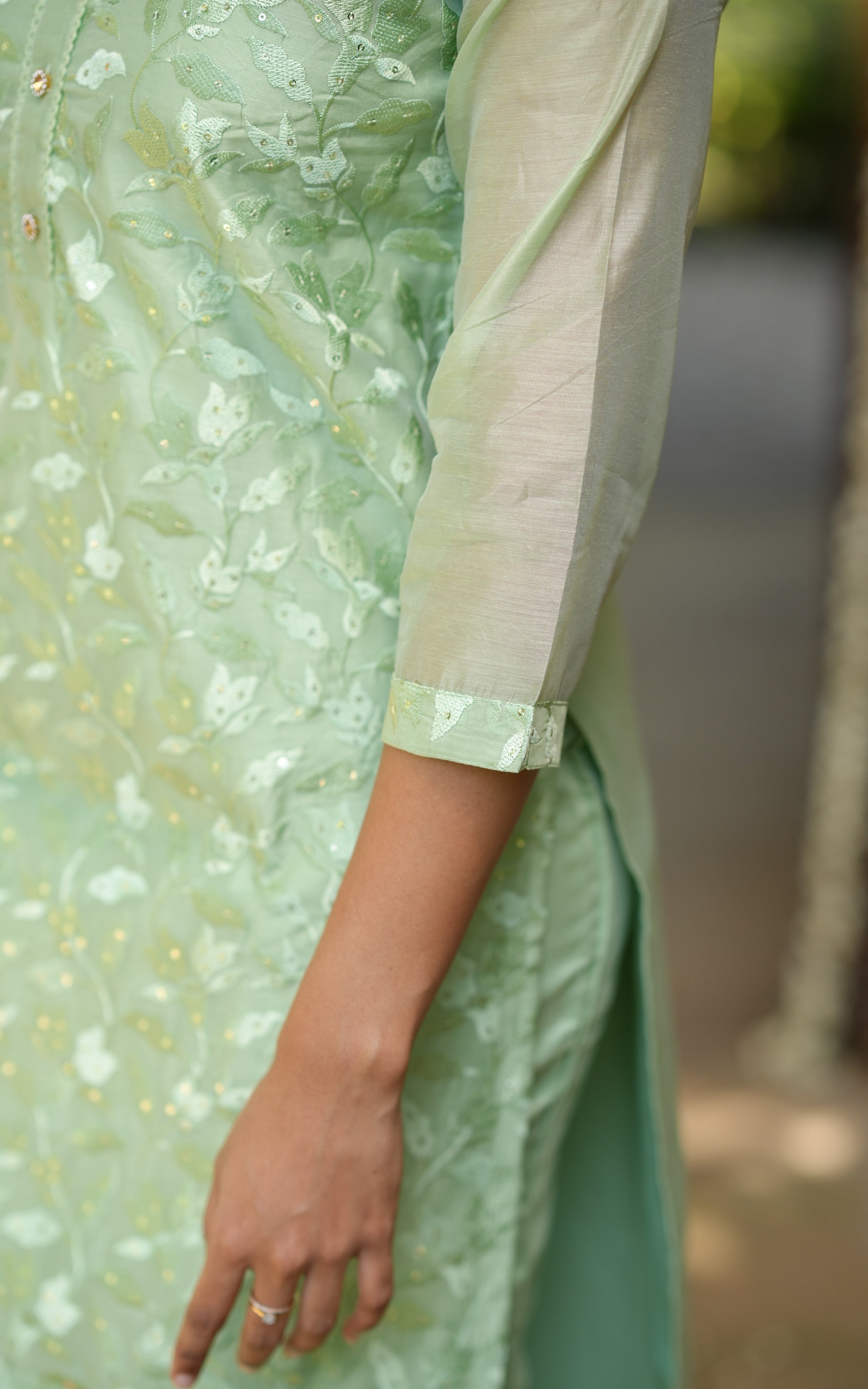 Rithuska Pista Green (Kurti+Pant+Dupatta)