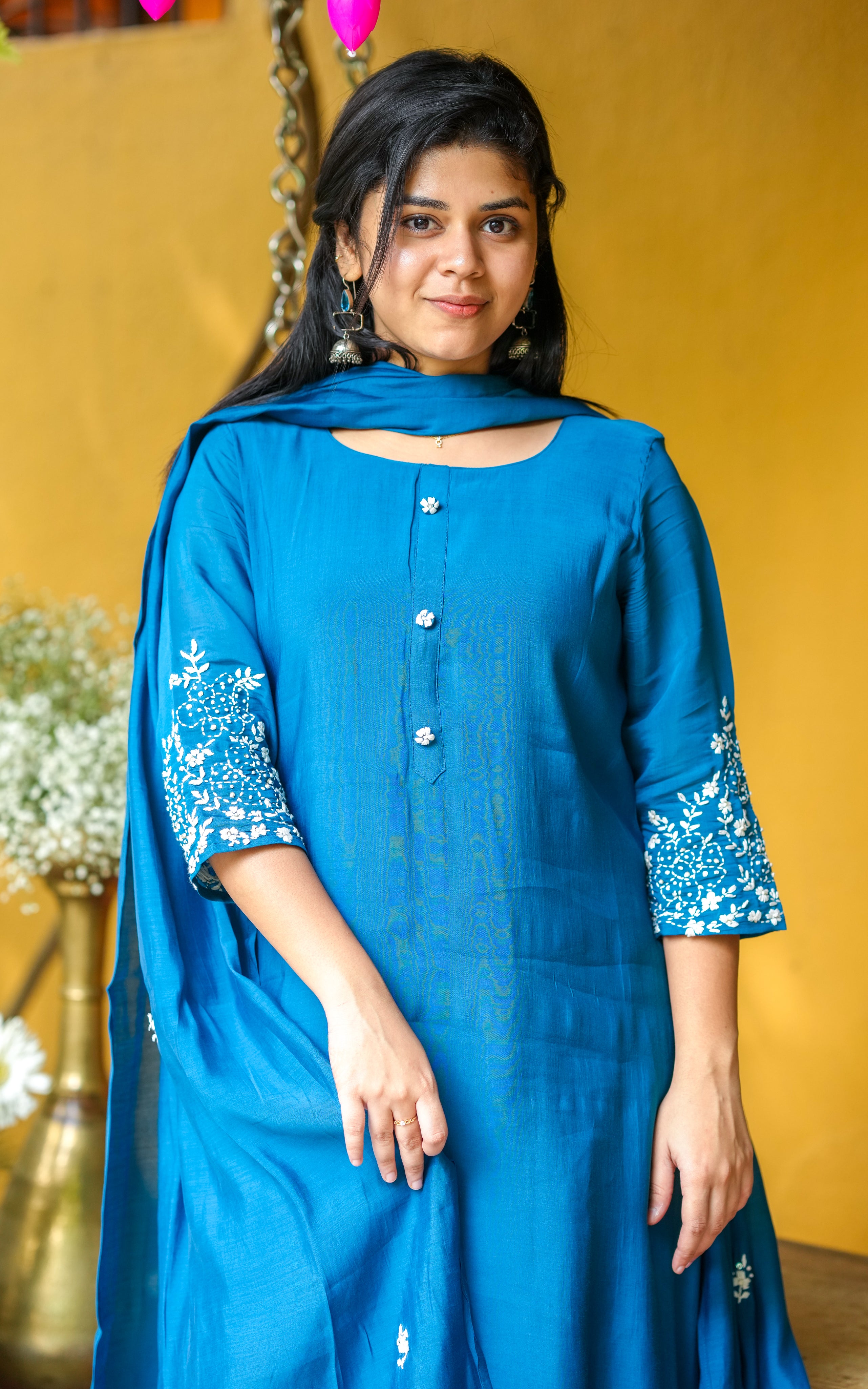 Blue Aline kurti set for women