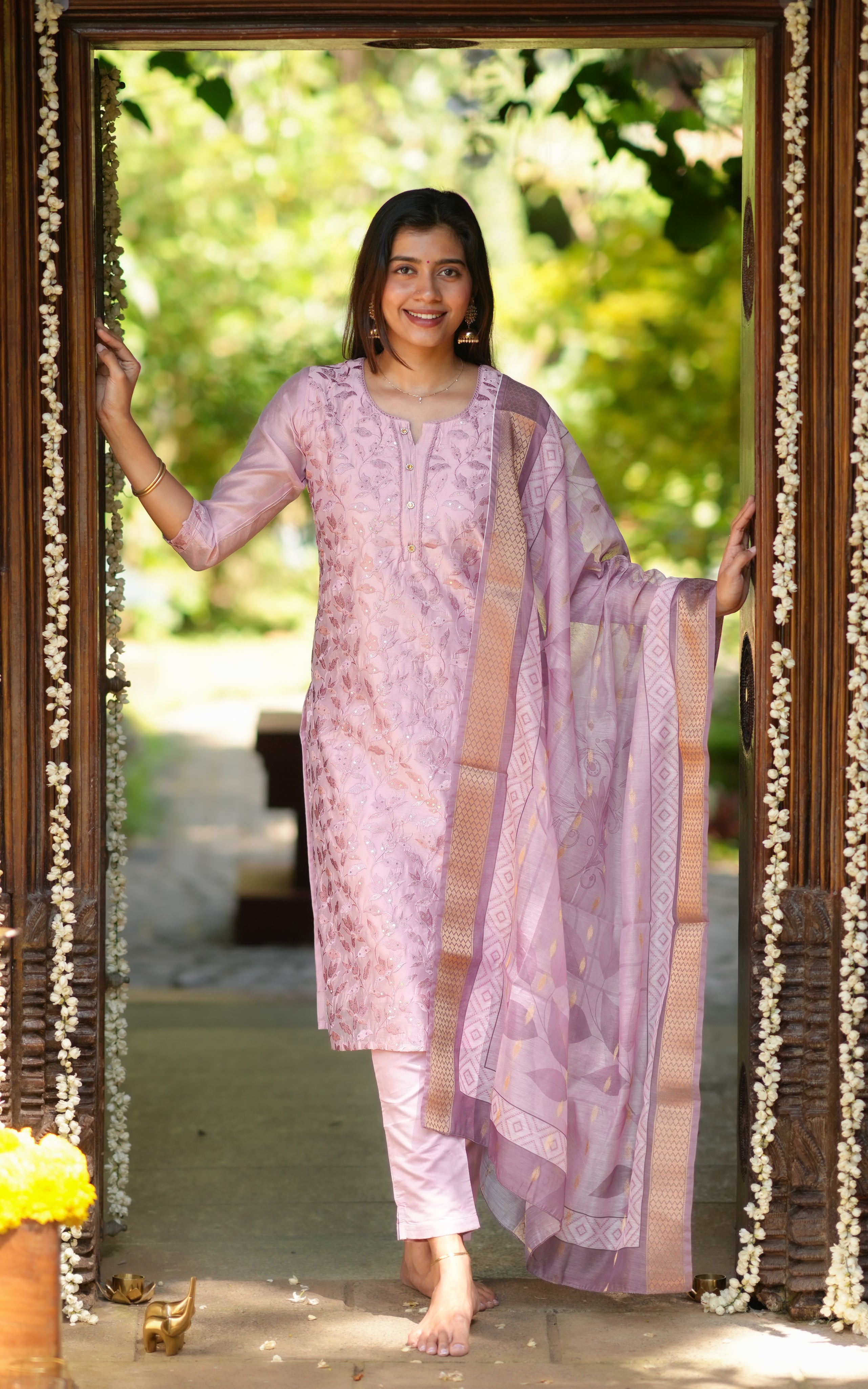 Rithuska Onion Pink (Kurti+Pant+Dupatta)