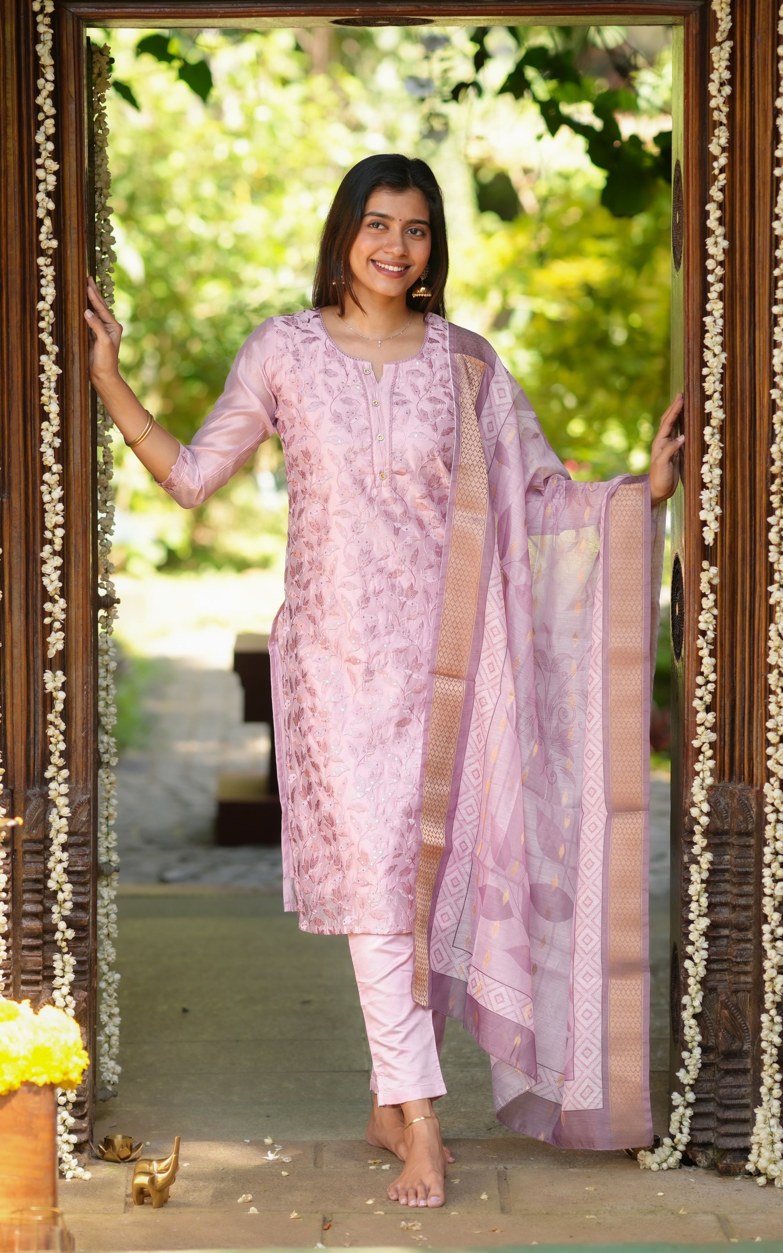 Rithuska Onion Pink (Kurti+Pant+Dupatta)