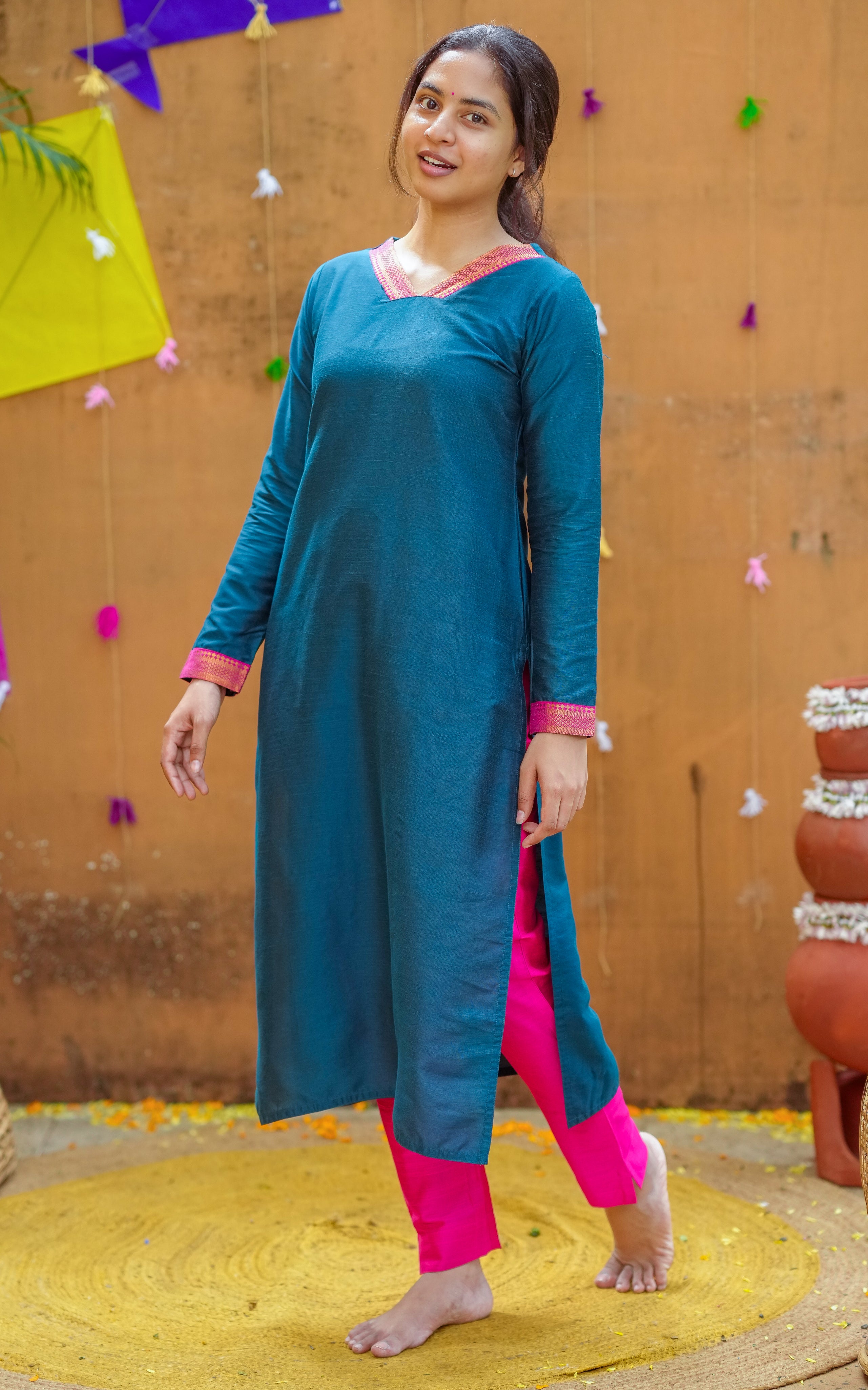 V Neck Straight Cut kurti 
