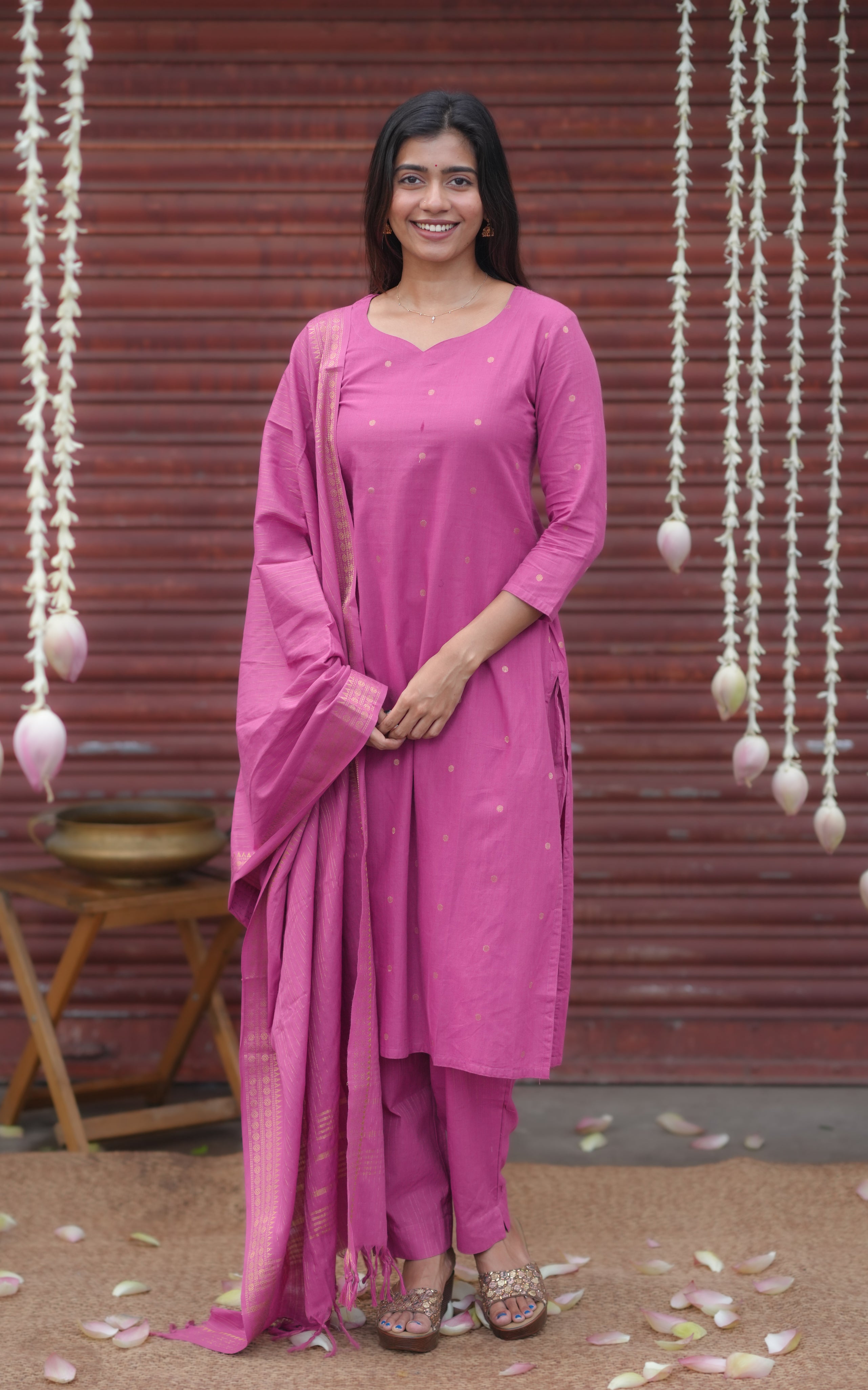 Farah Onion Pink (Kurti+Pani+Dupatta)
