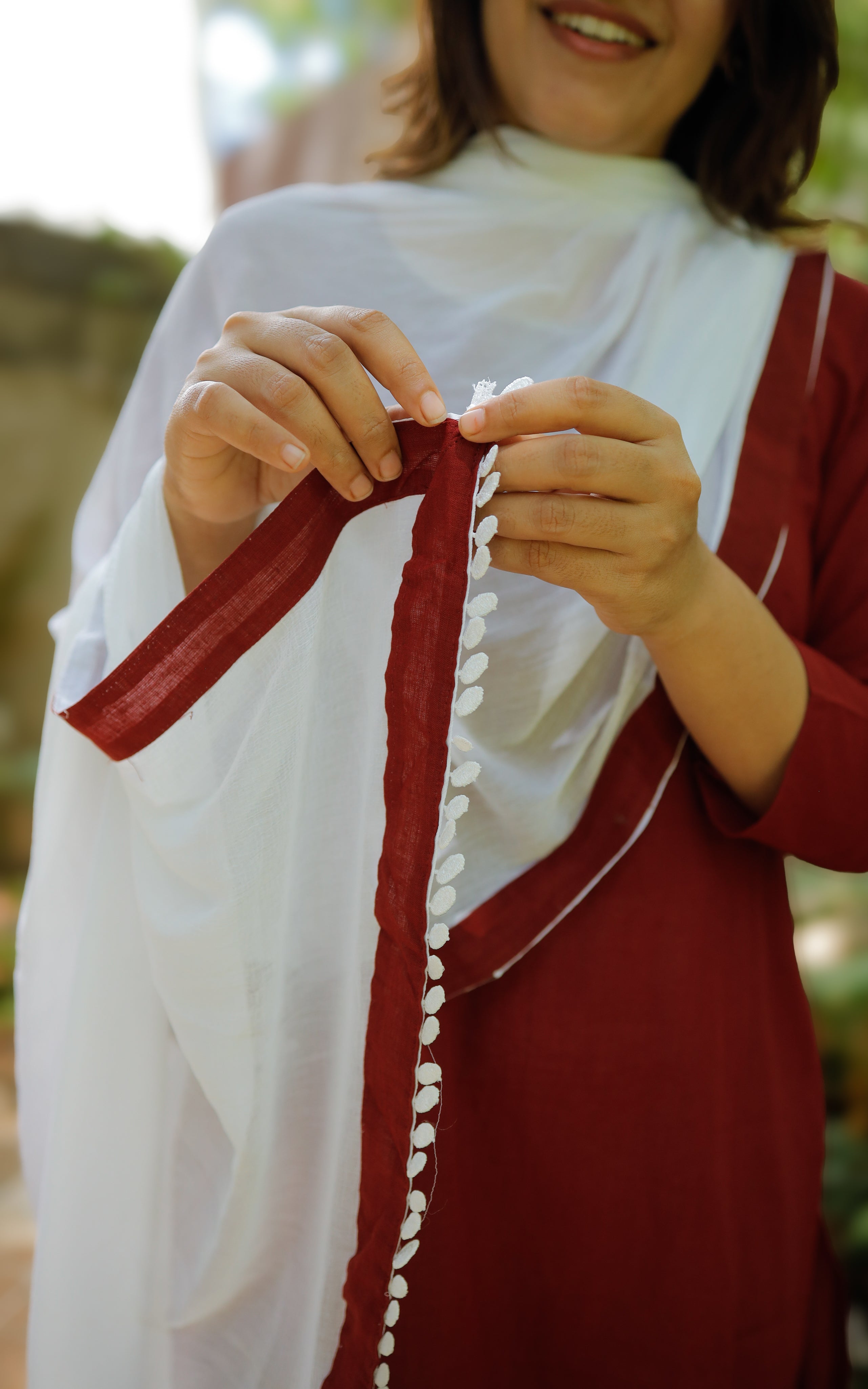 Raja Rani Maroon (Kurti+Dupatta)