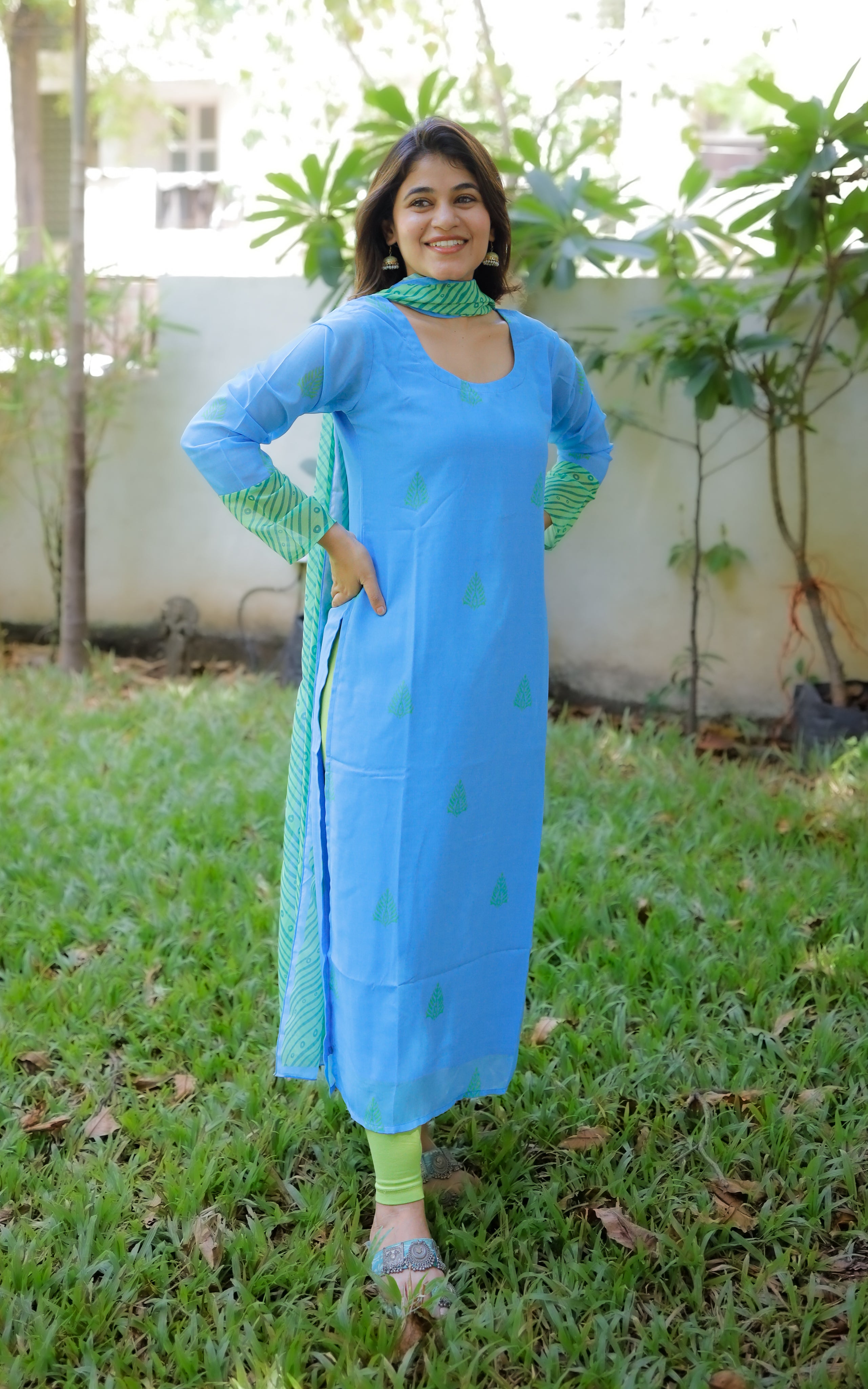 Fabric is soft, flowy georgette suitable for casual wear