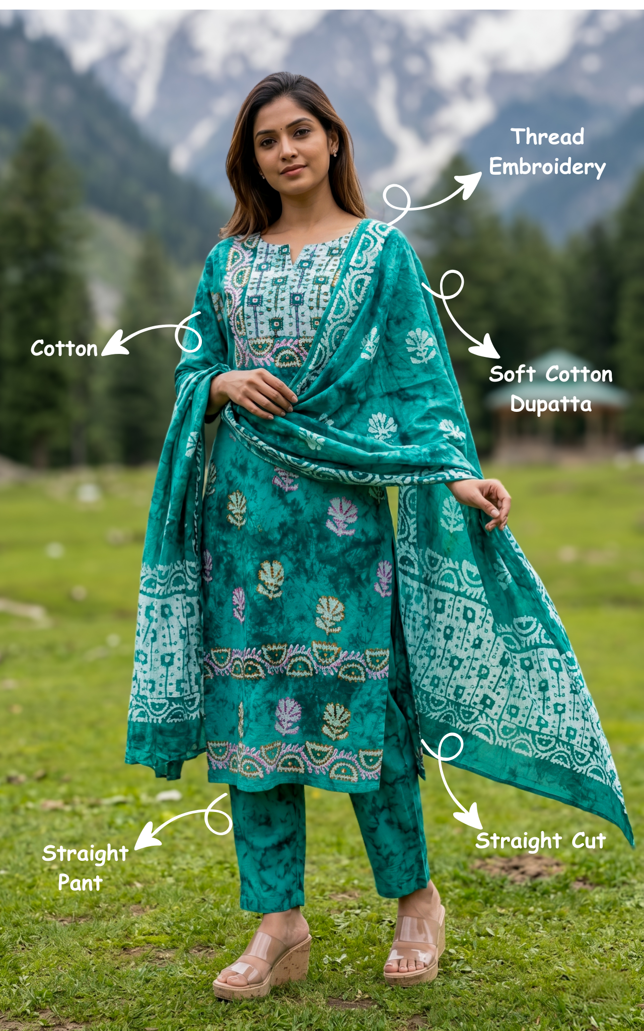 Merline A (Kurti+Pant+Dupatta)