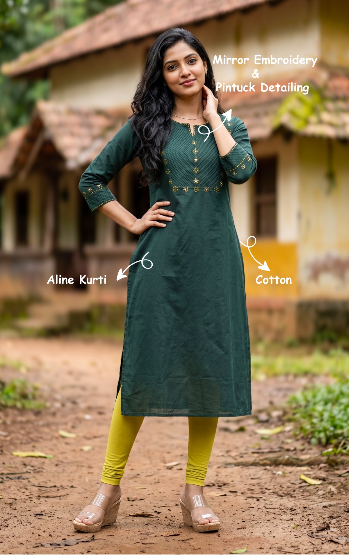 Masani Bottle Green (Only Kurti)
