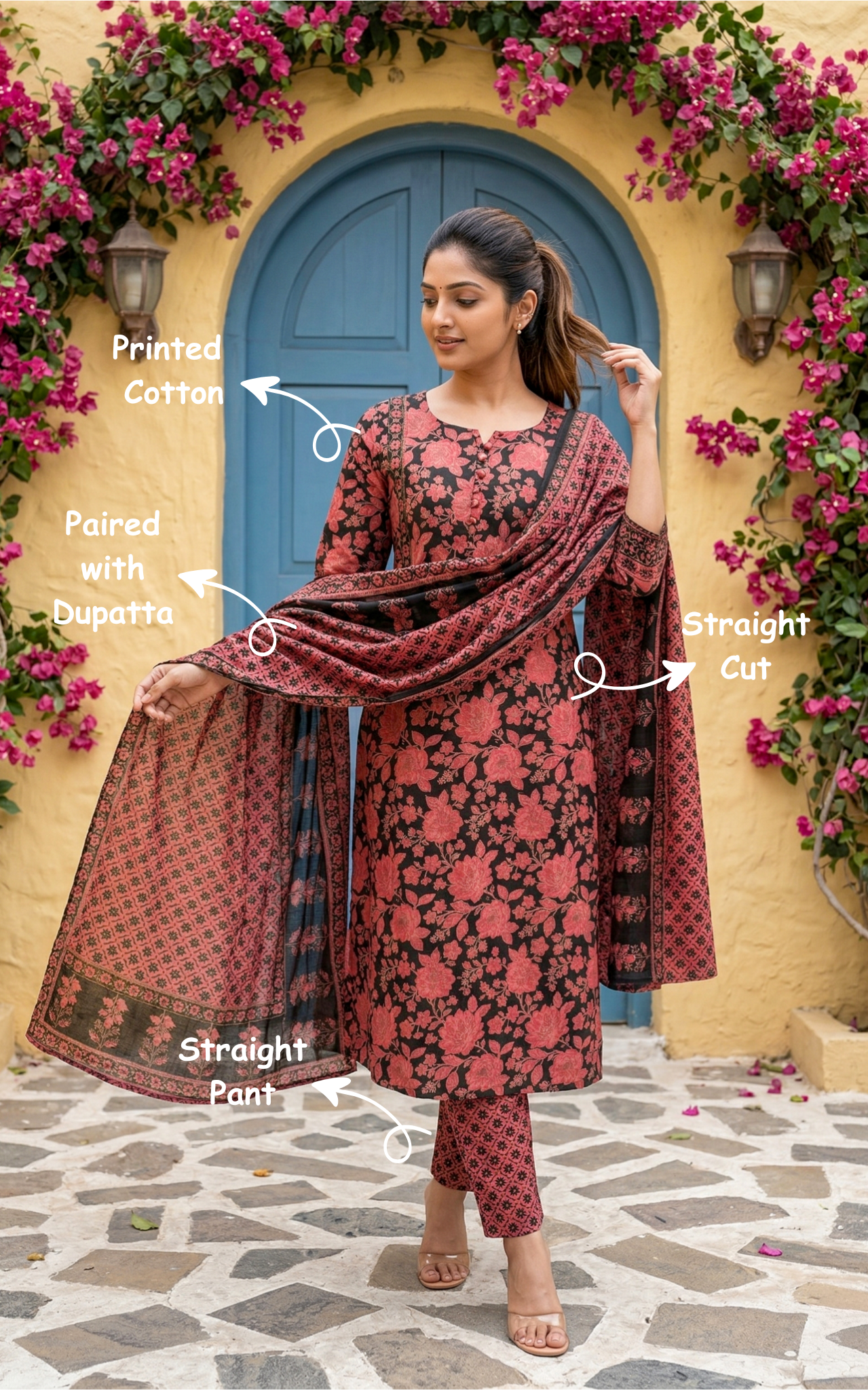 cotton kurti with straight pant for women