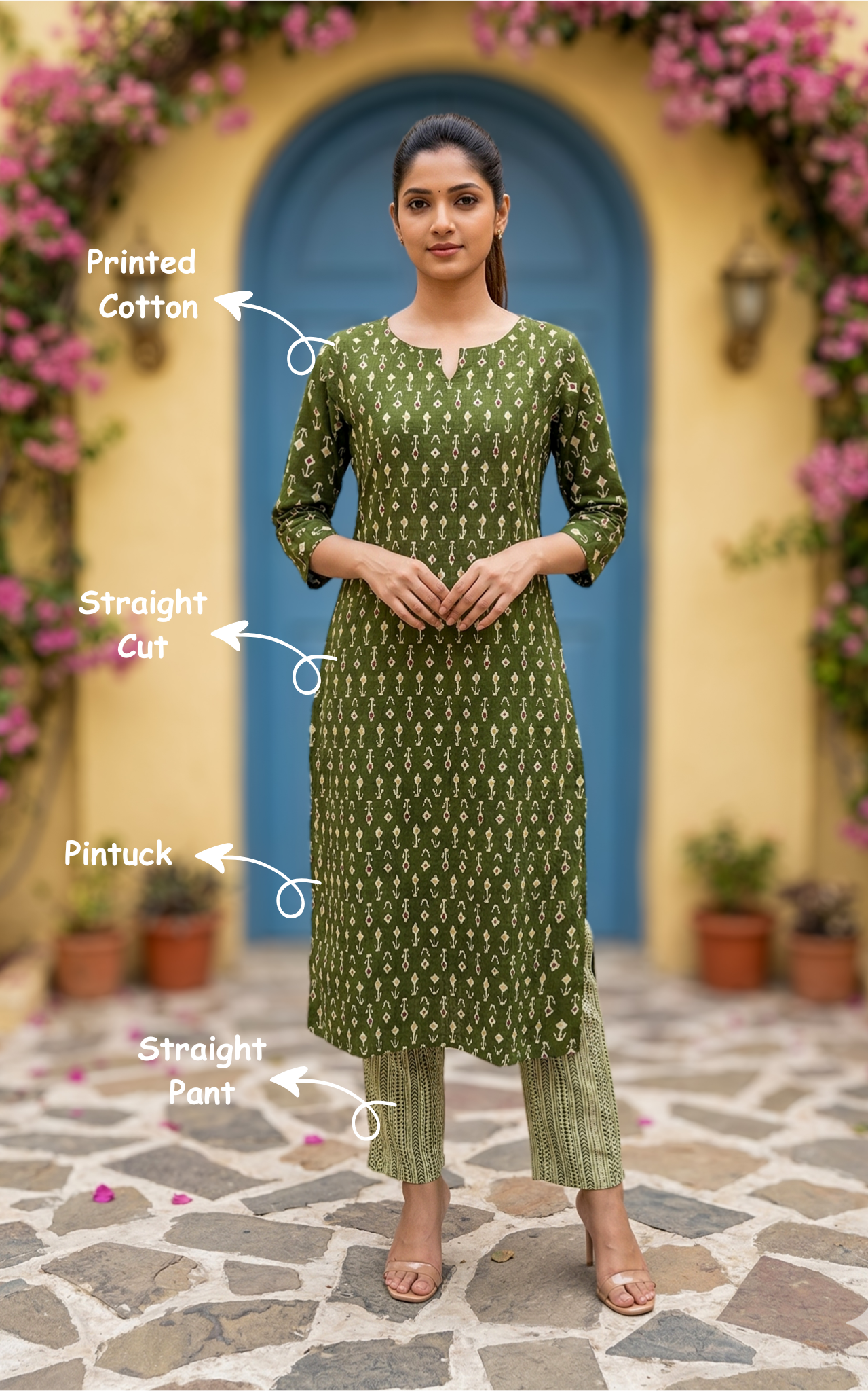 Traditional printed cotton kurti with pant set
Stylish pintuck cotton kurti for women
Comfortable and trendy cotton kurti set for women