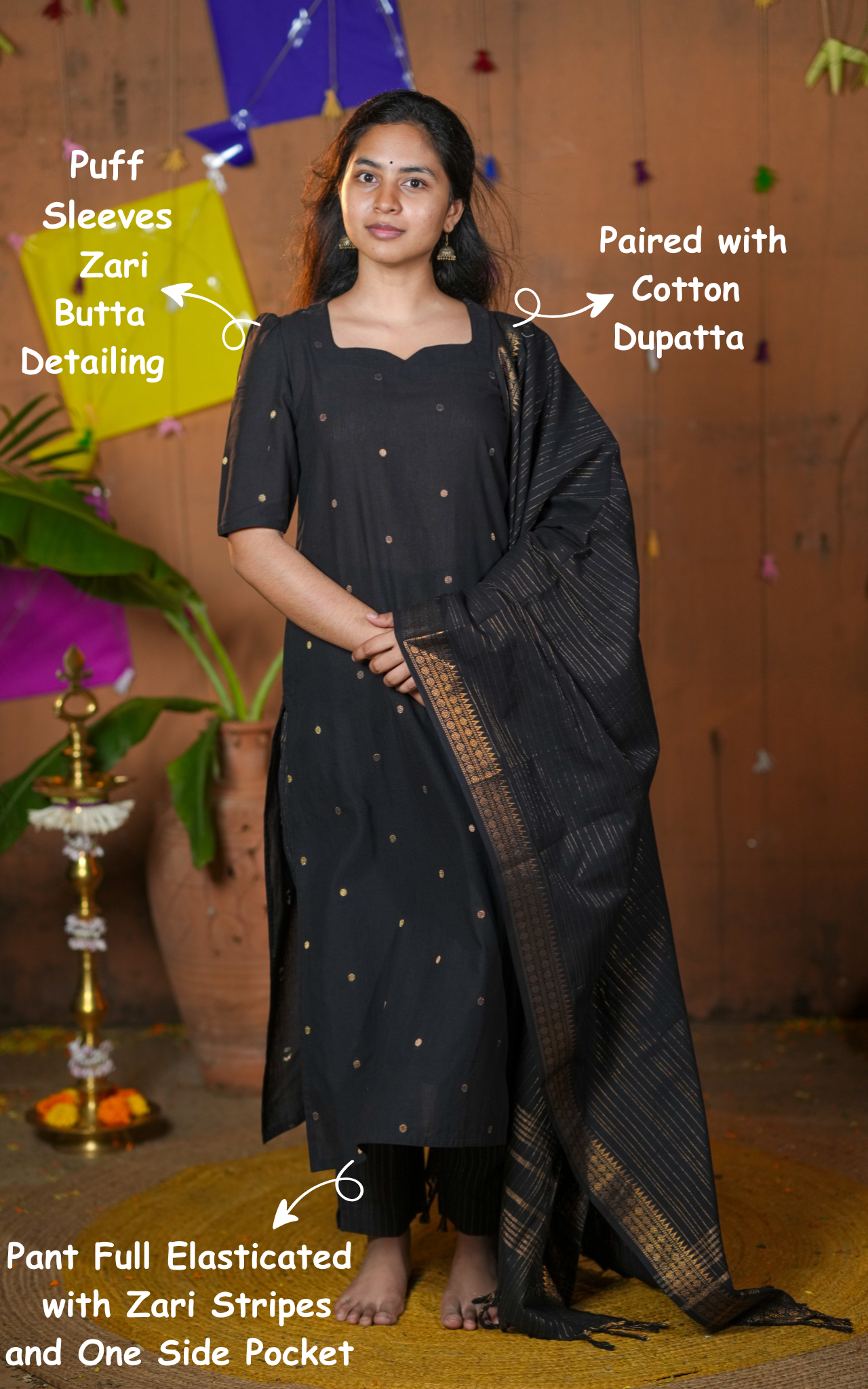 Black Pearl (Kurti+Pant+Dupatta)