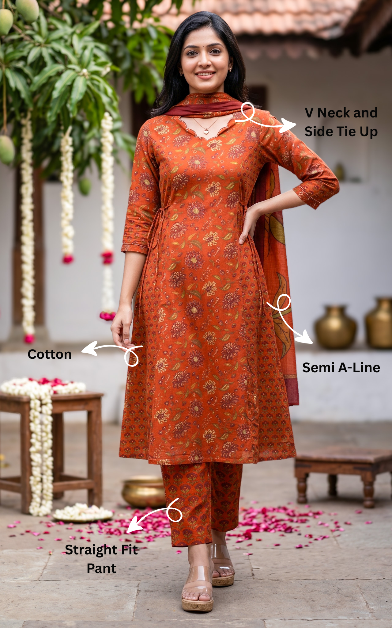 Instore – Anuradha B Kurti Pant Dupatta Set for Women – Georgette – Printed – Ethnic Wear