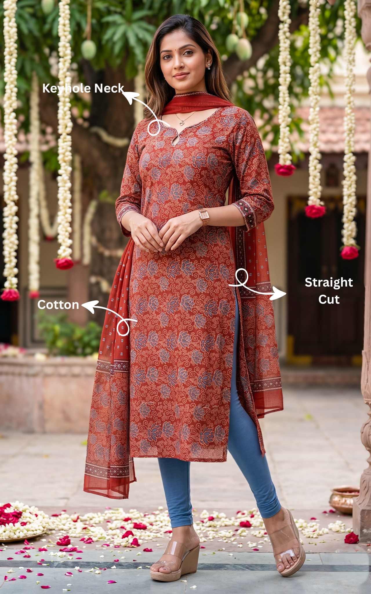 Nethra Maroon (Kurti+Dupatta)