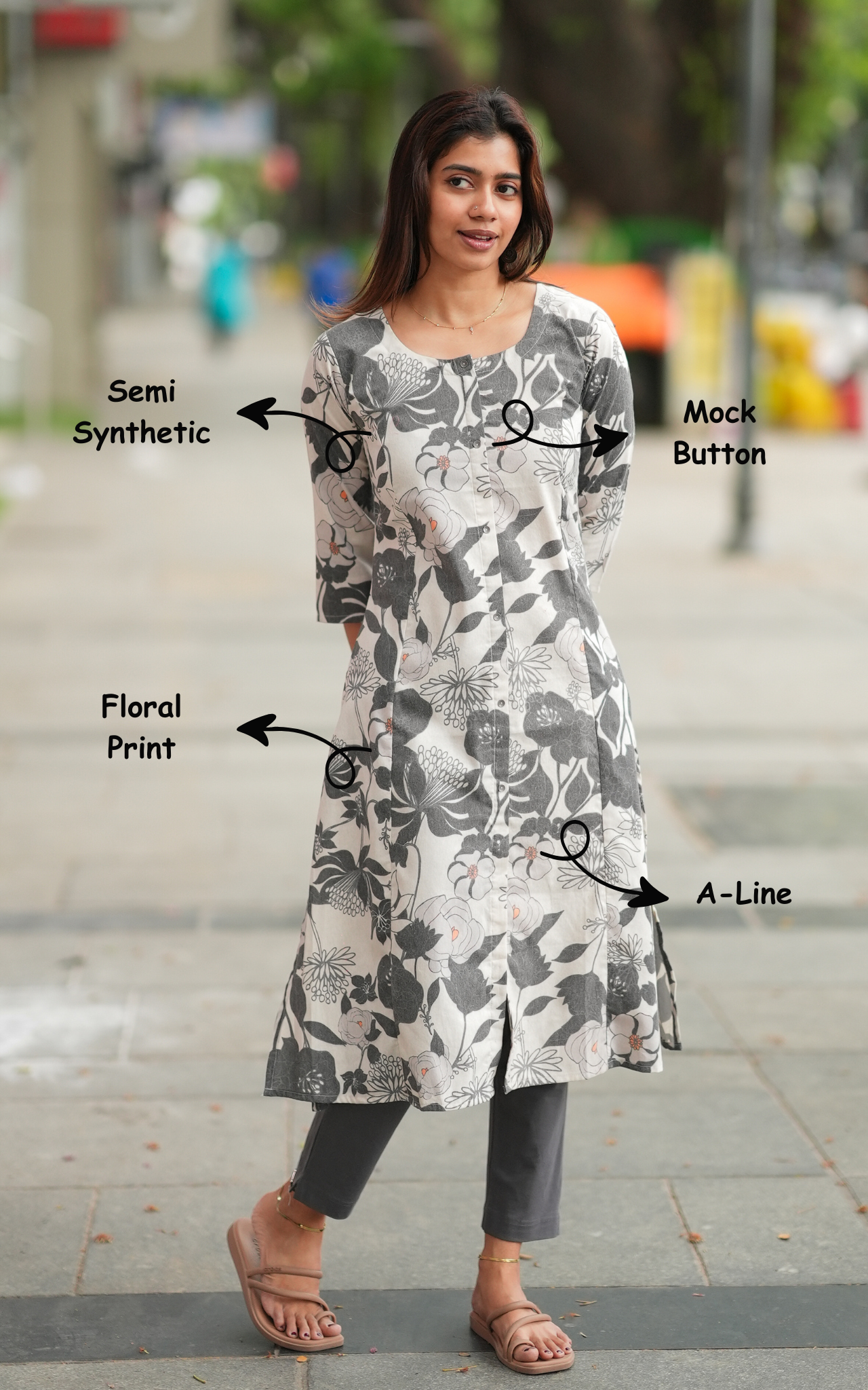 Office wear floral printed kurti for women