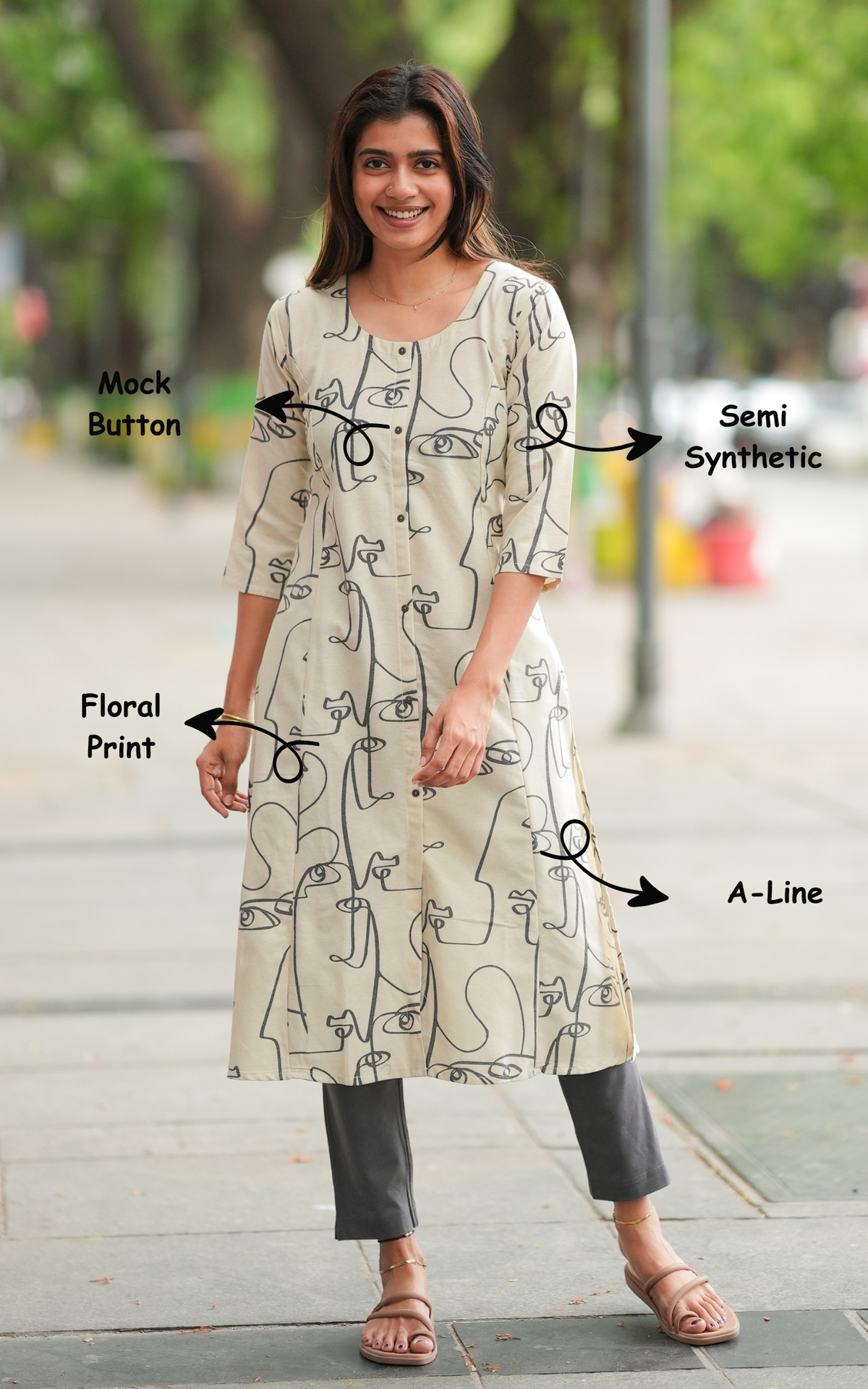 Casual wear semi synthetic kurti